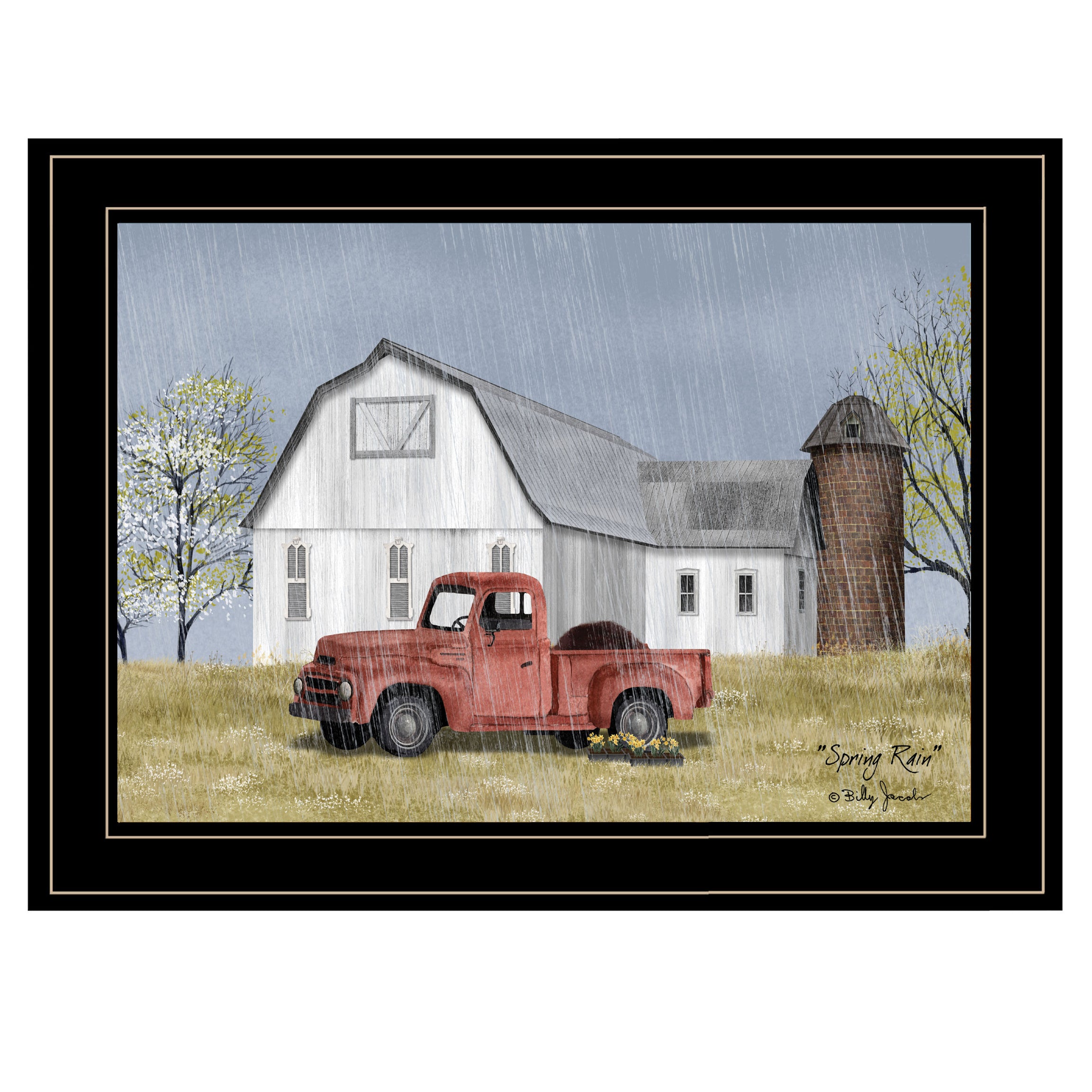 "Spring Rain" by Billy Jacobs, Ready to Hang Framed Print, Black Frame--1