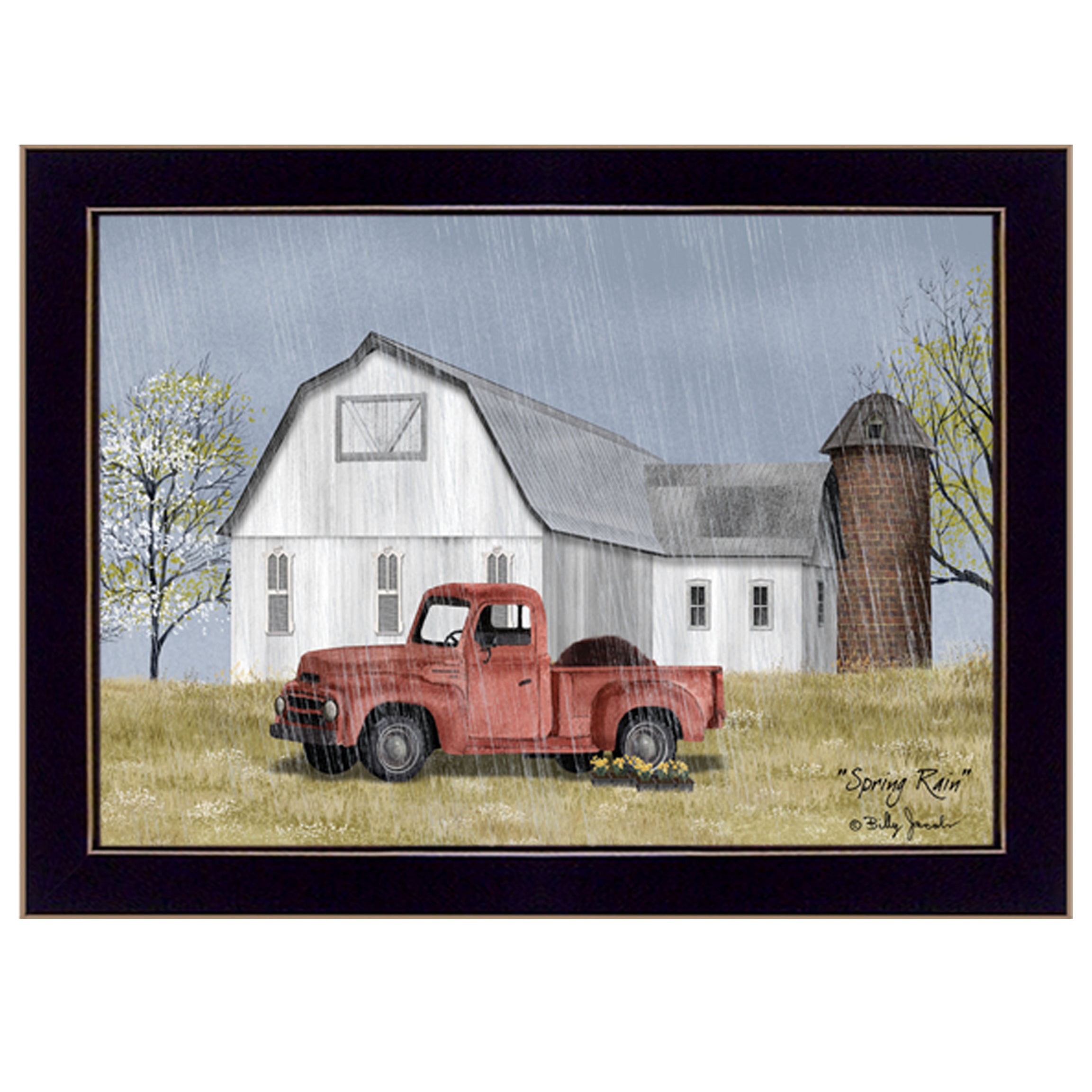 "Spring Rain" by Billy Jacobs, Ready to Hang Framed Print, Black Frame--1