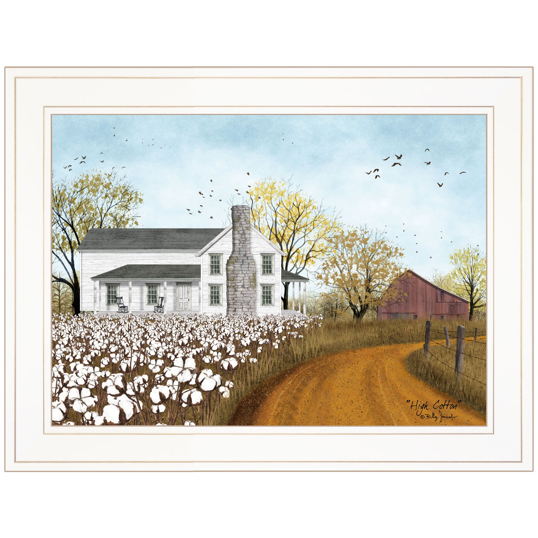 "High Cotton" By Billy Jacobs, Ready to Hang Framed Print, White Frame--1