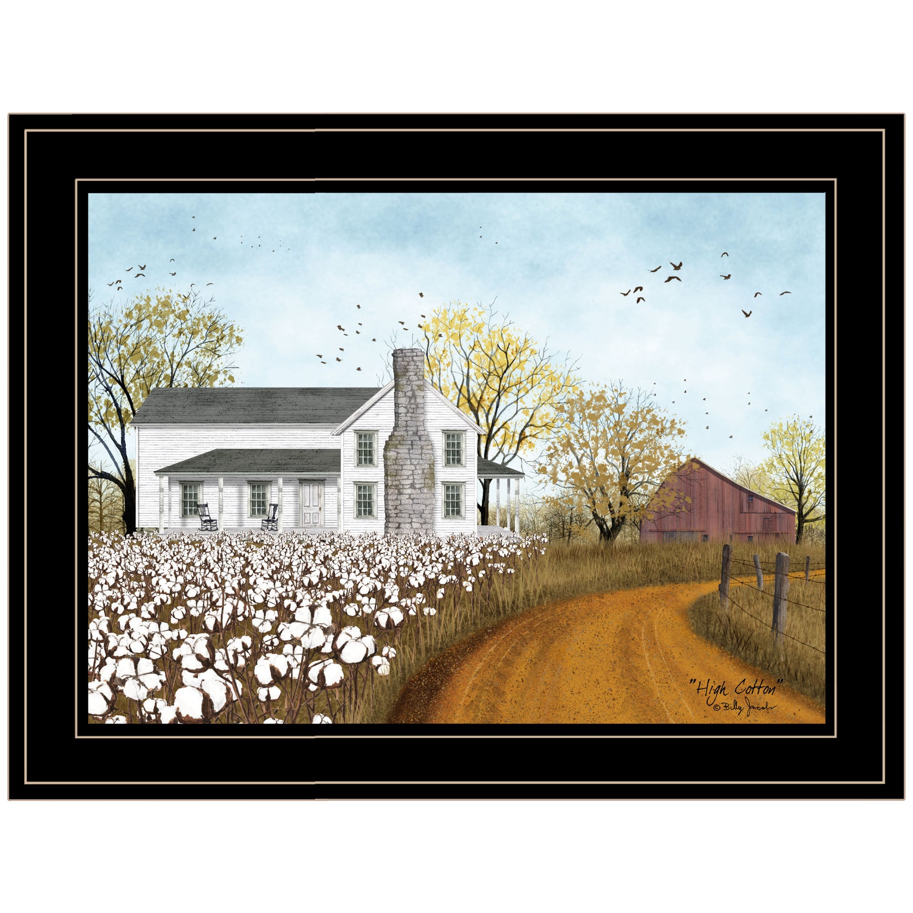 "High Cotton" By Billy Jacobs, Ready to Hang Framed Print, Black Frame--1