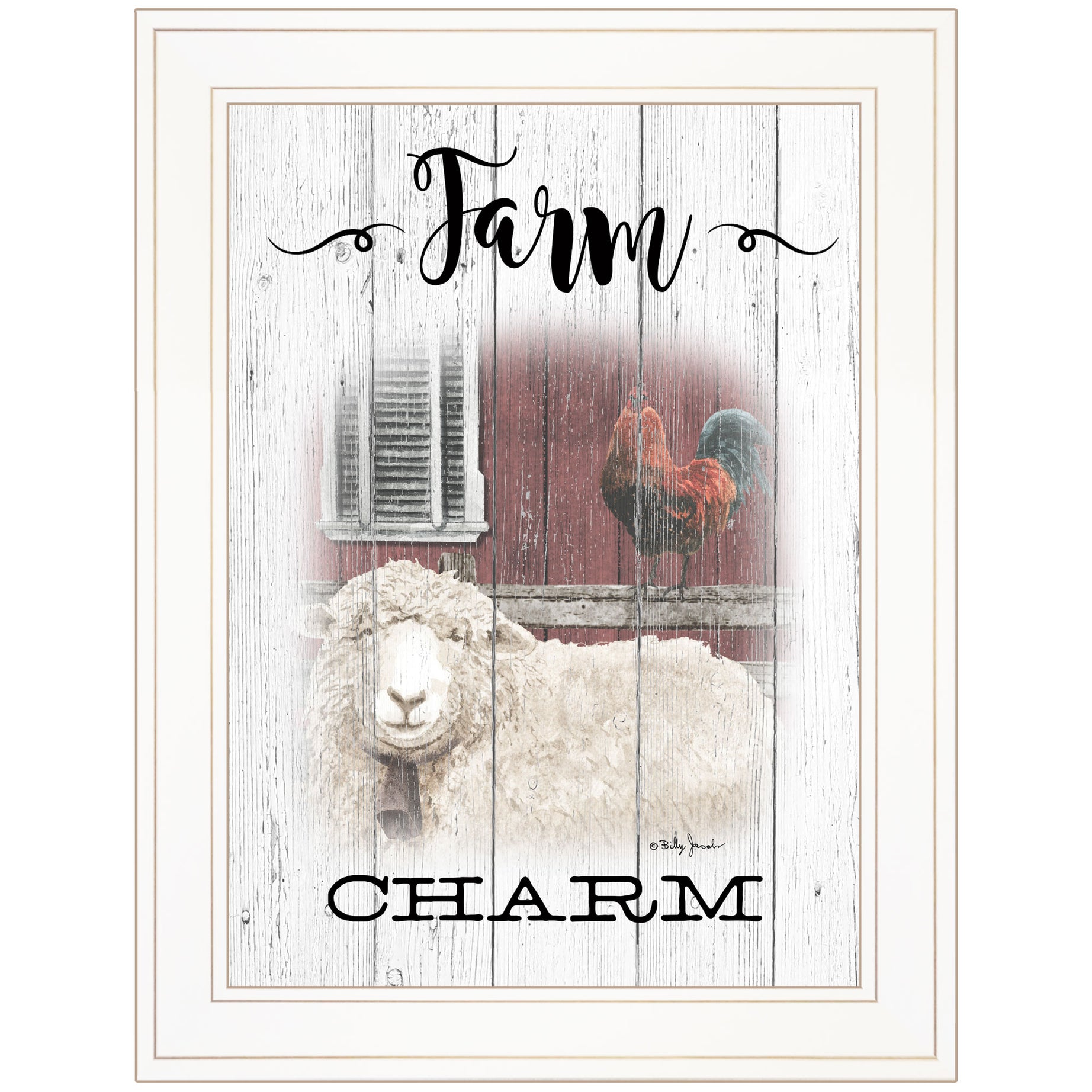 "Farm Charm" By Billy Jacobs, Ready to Hang Framed Print, White Frame--1