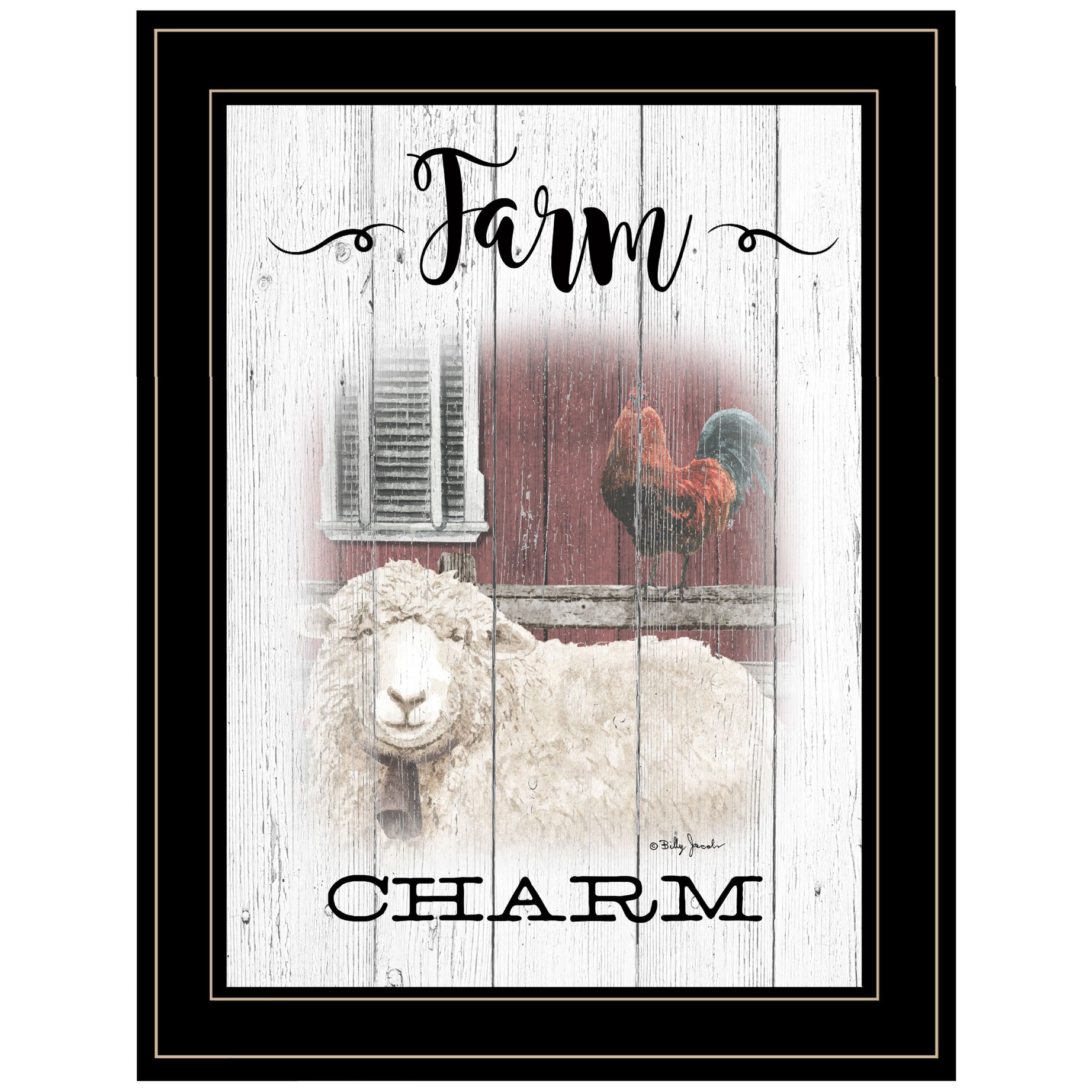 "Farm Charm" By Billy Jacobs, Ready to Hang Framed Print, Black Frame--1