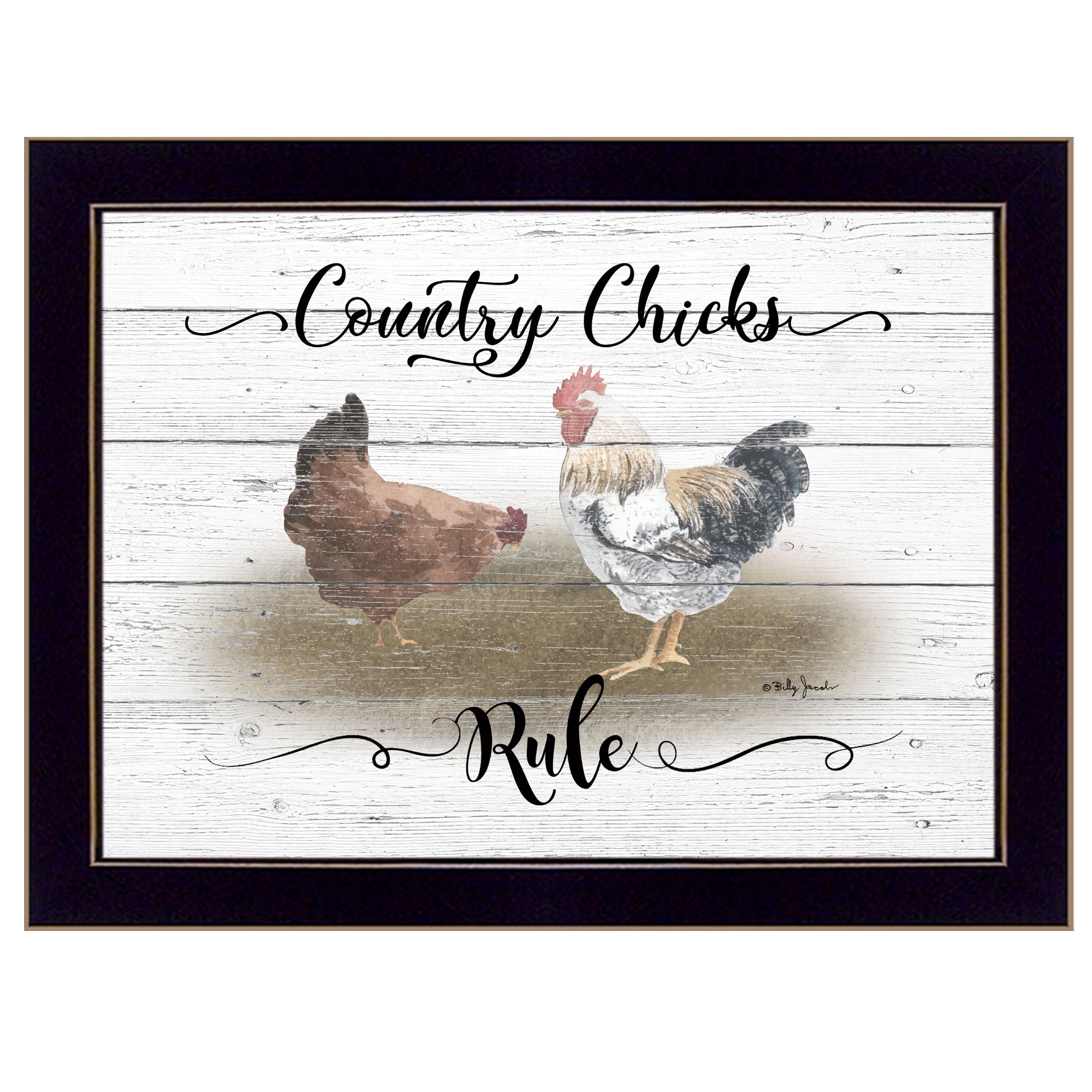 "Country Chicks Rule" By Billy Jacobs, Ready to Hang Framed Print, Black Frame--1