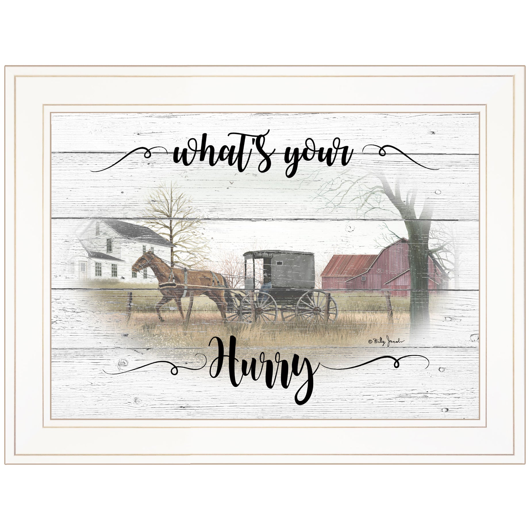 "What's Your Hurry" By Billy Jacobs, Ready to Hang Framed Print, White Frame--1