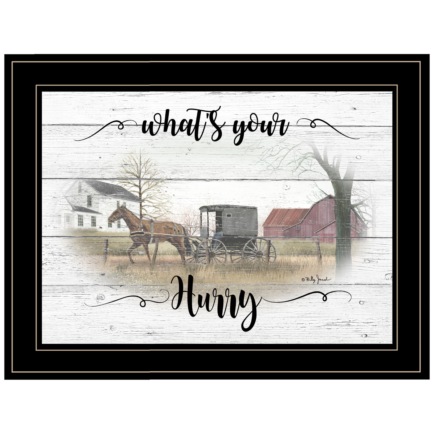 "What's Your Hurry" By Billy Jacobs, Ready to Hang Framed Print, Black Frame--1