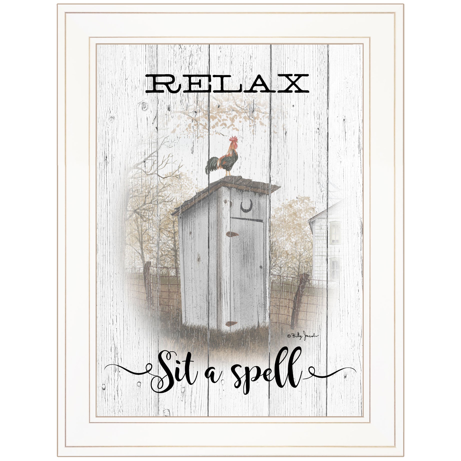 "Relax-Sit a Spell" By Billy Jacobs, Ready to Hang Framed Print, White Frame--1