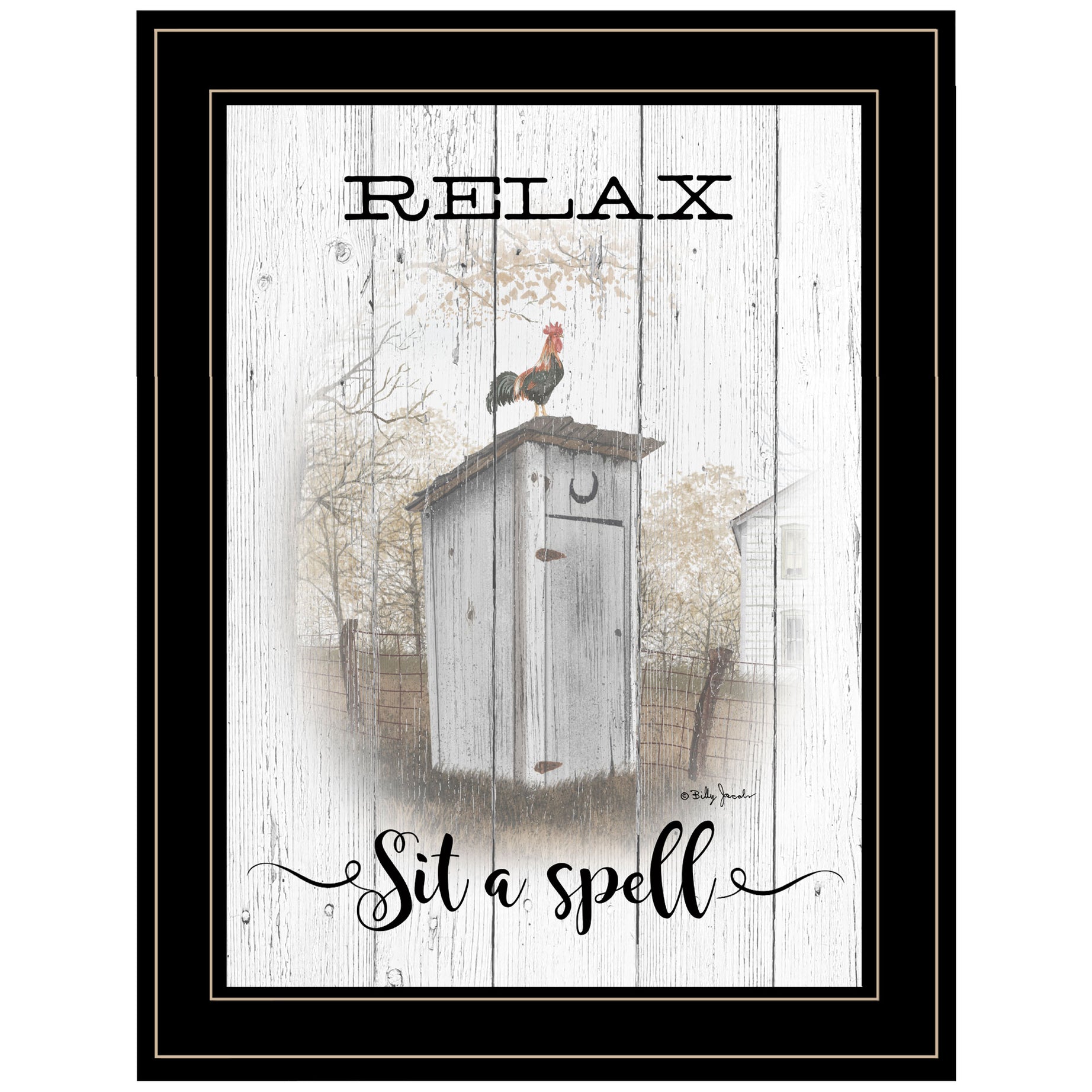 "Relax-Sit a Spell" By Billy Jacobs, Ready to Hang Framed Print, Black Frame--1