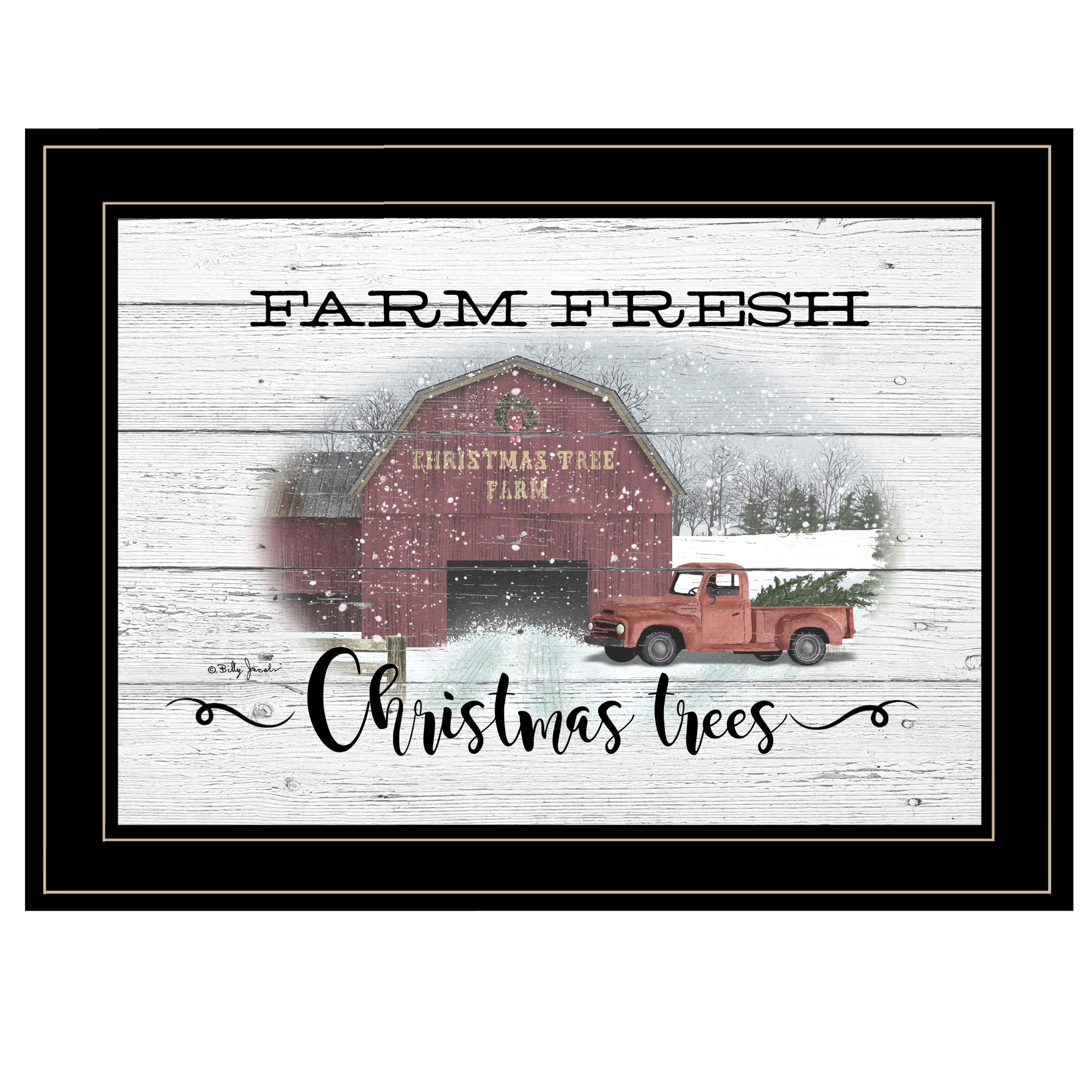 "Farm Fresh Christmas Trees" By Billy Jacobs, Ready to Hang Framed Print, Black Frame--1