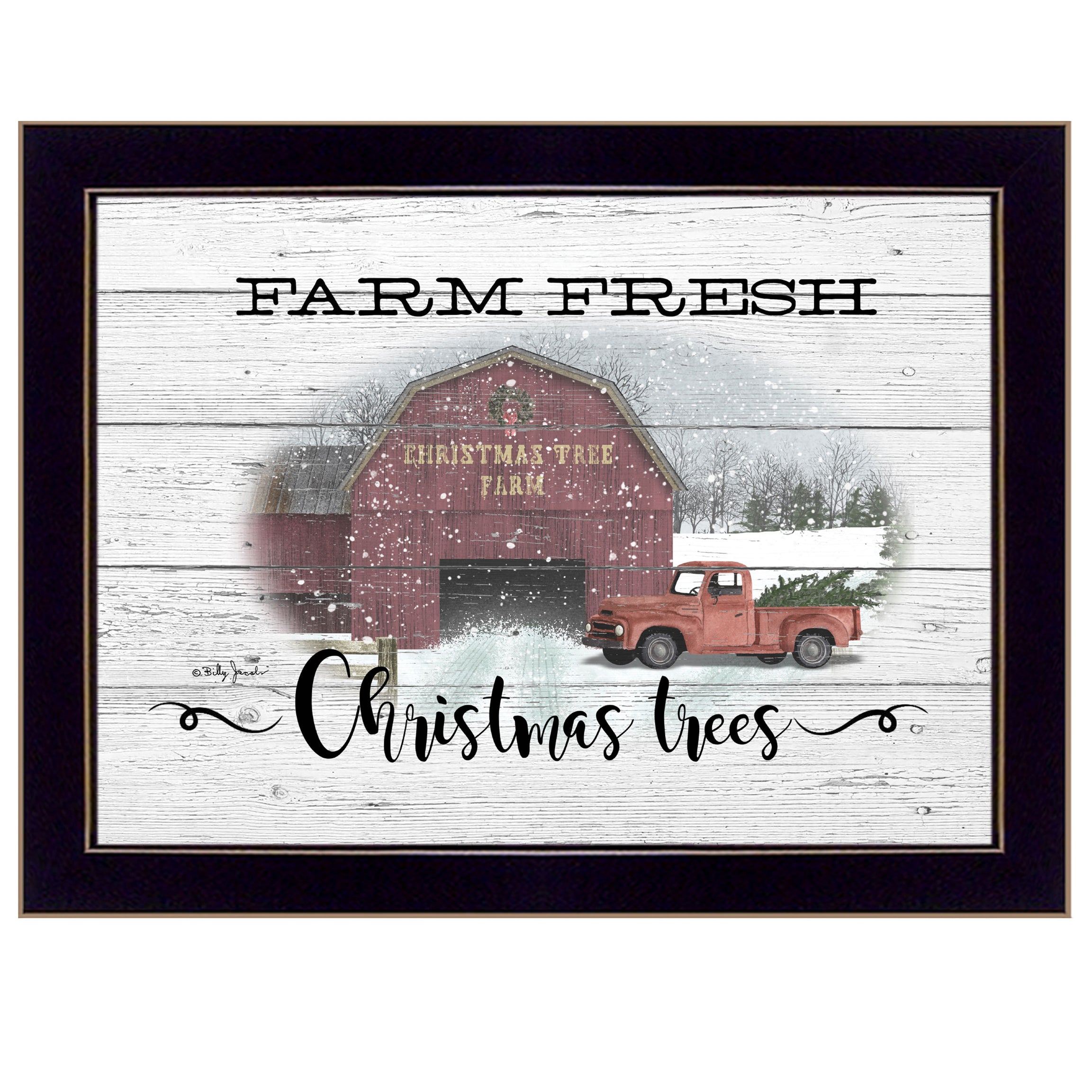 "Farm Fresh Christmas Trees" By Billy Jacobs, Ready to Hang Framed Print, Black Frame--1