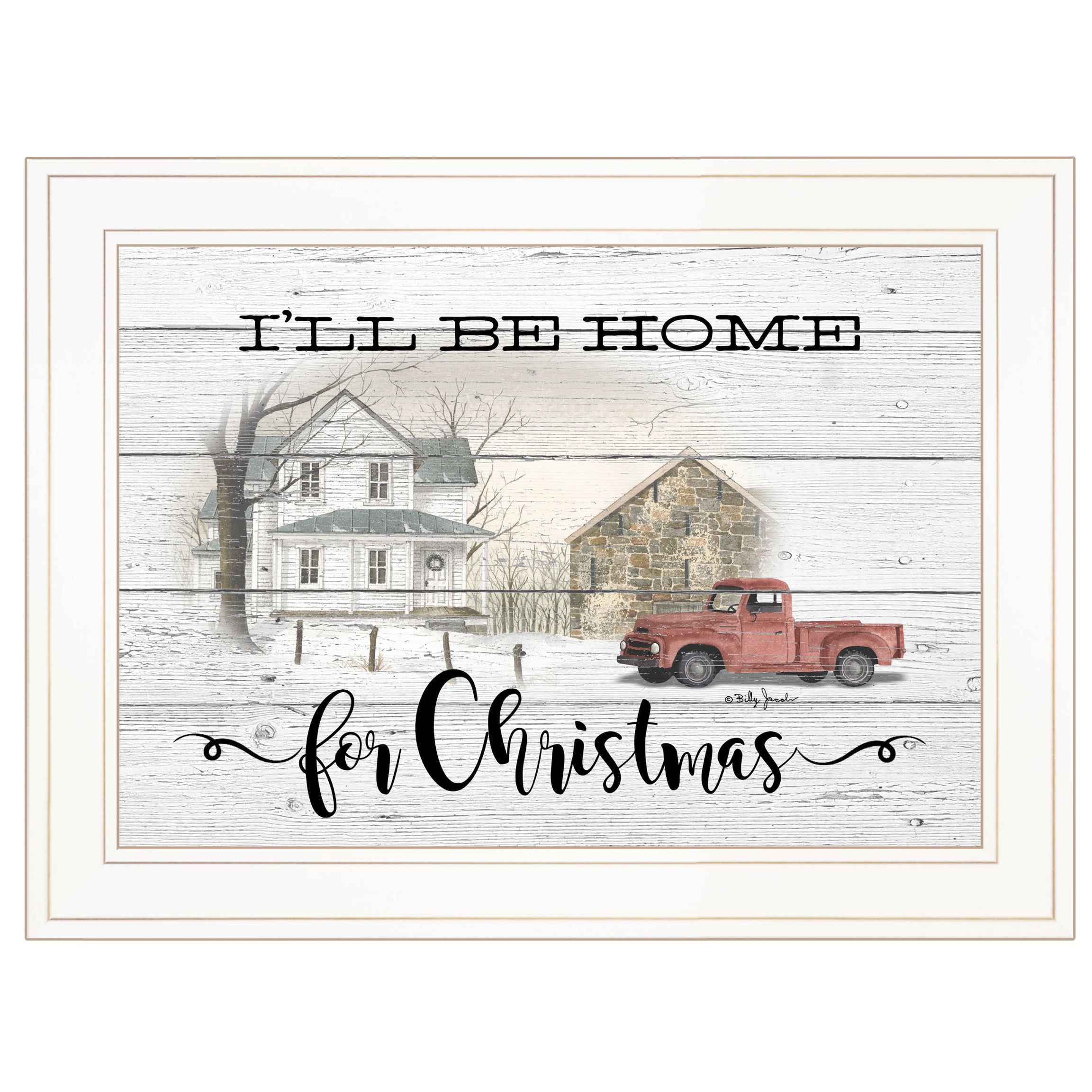 "I'll be home for Christmas" By Billy Jacobs, Ready to Hang Framed Print, White Frame--1