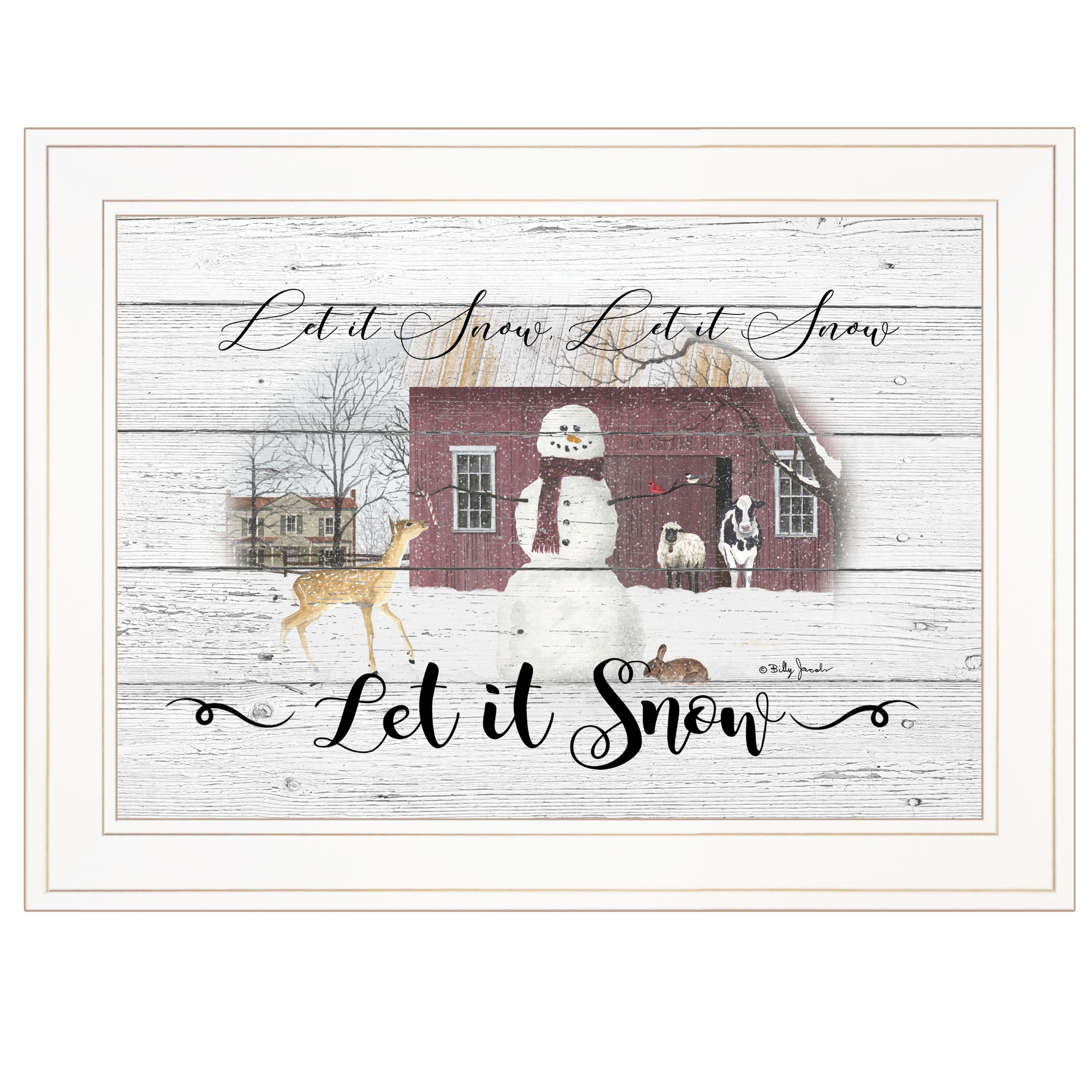 "Let It Snow" By" By Billy Jacobs, Ready to Hang Framed Print, White Frame--1