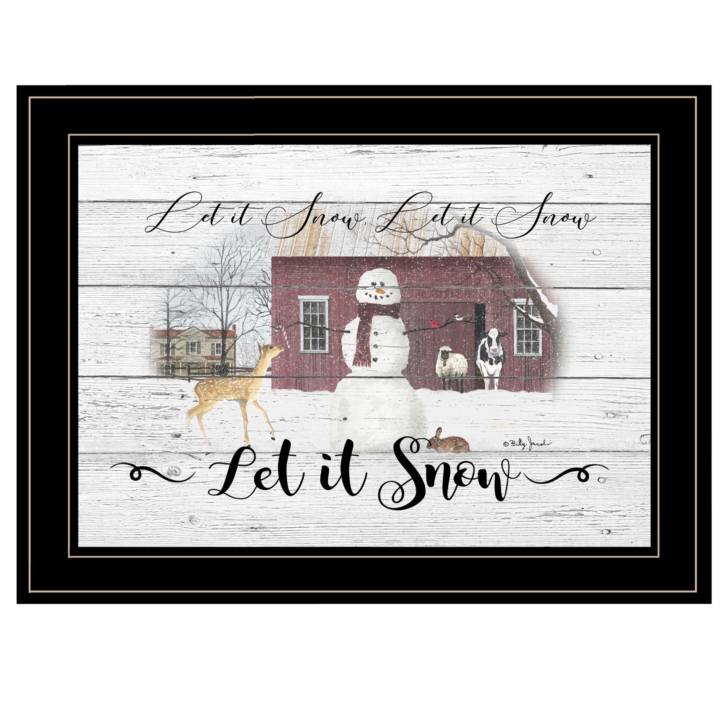 "Let It Snow" By" By Billy Jacobs, Ready to Hang Framed Print, Black Frame--1