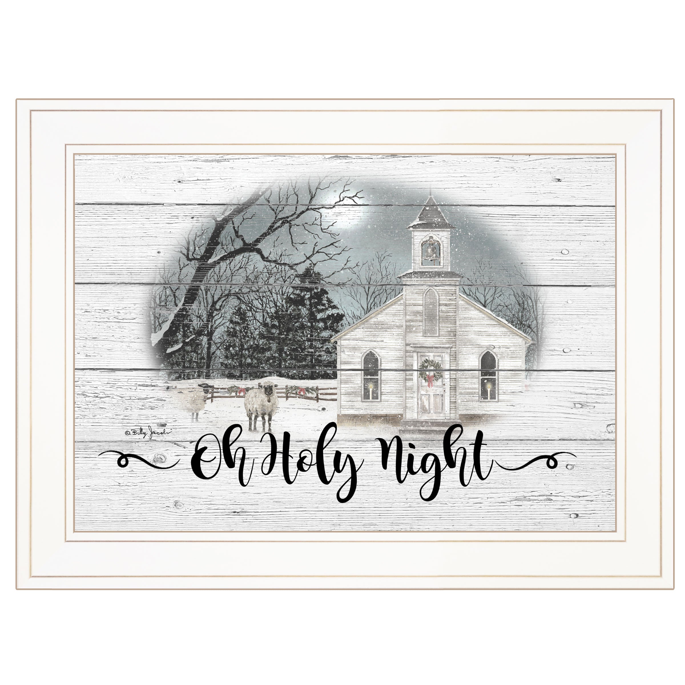 "OH HOLY Night" By" By Billy Jacobs, Ready to Hang Framed Print, White Frame--1