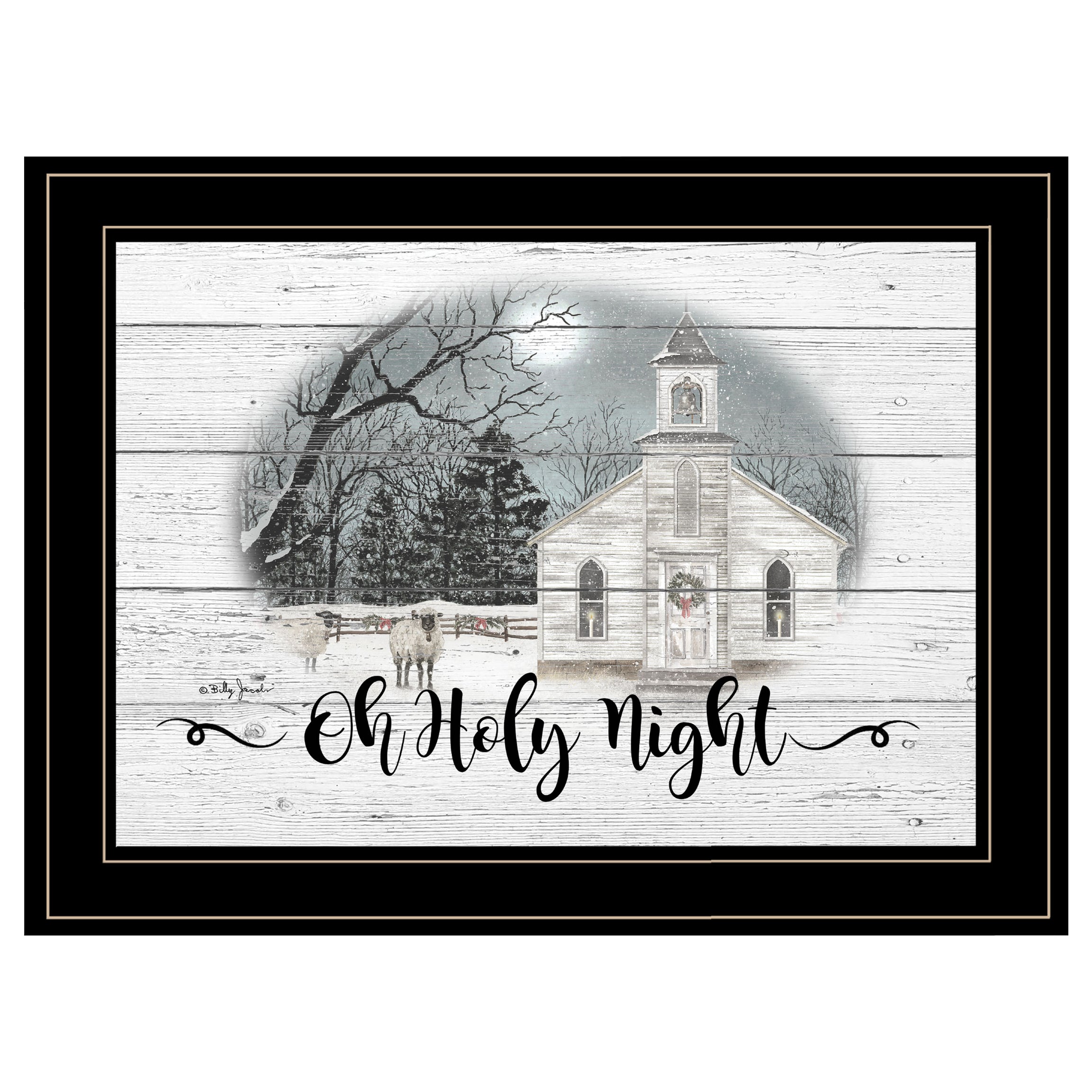 "OH HOLY Night" By Billy Jacobs, Ready to Hang Framed Print, Black Frame--1