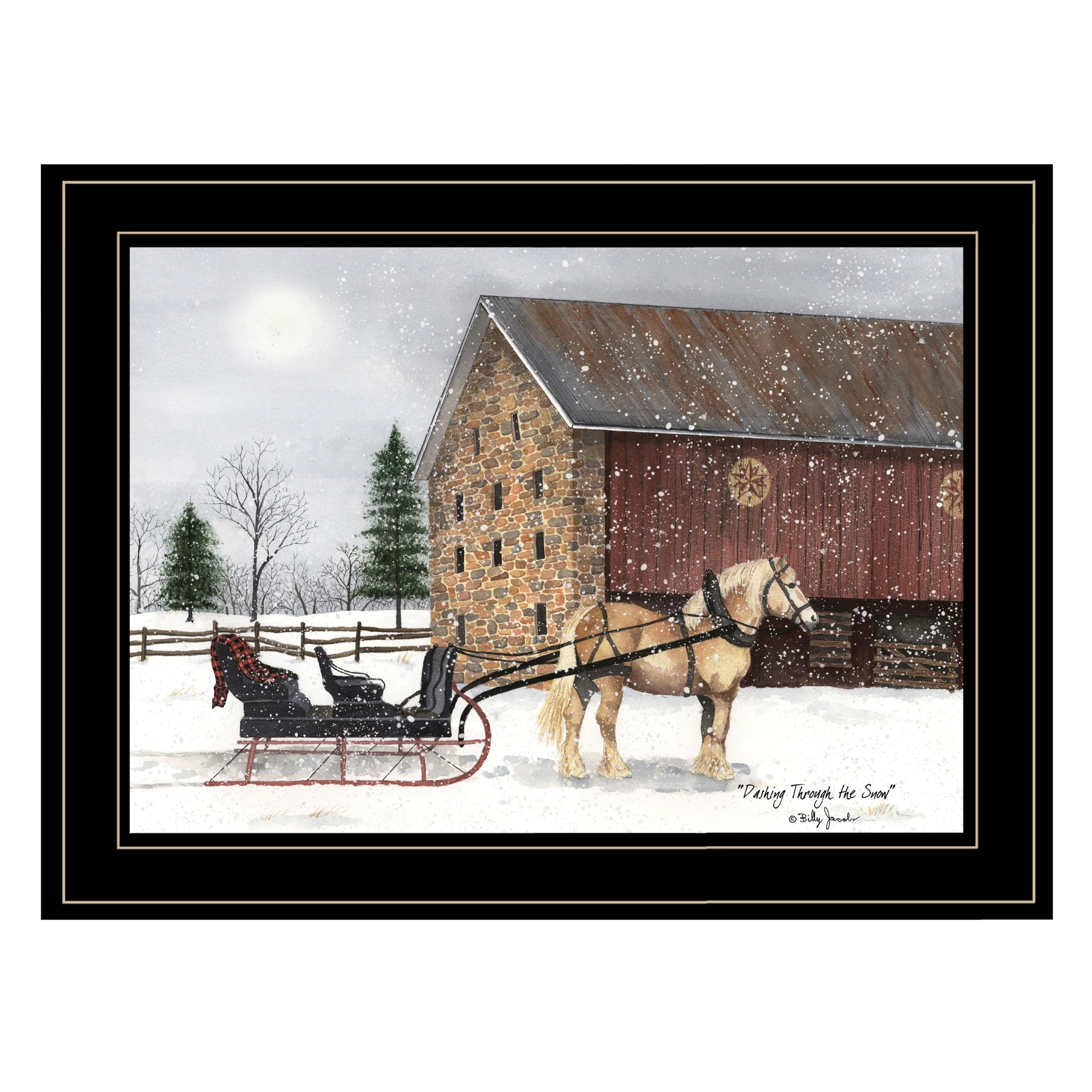 "Dashing Through The Snow" by Billy Jacobs, Ready to Hang Framed Print, Black Frame--1