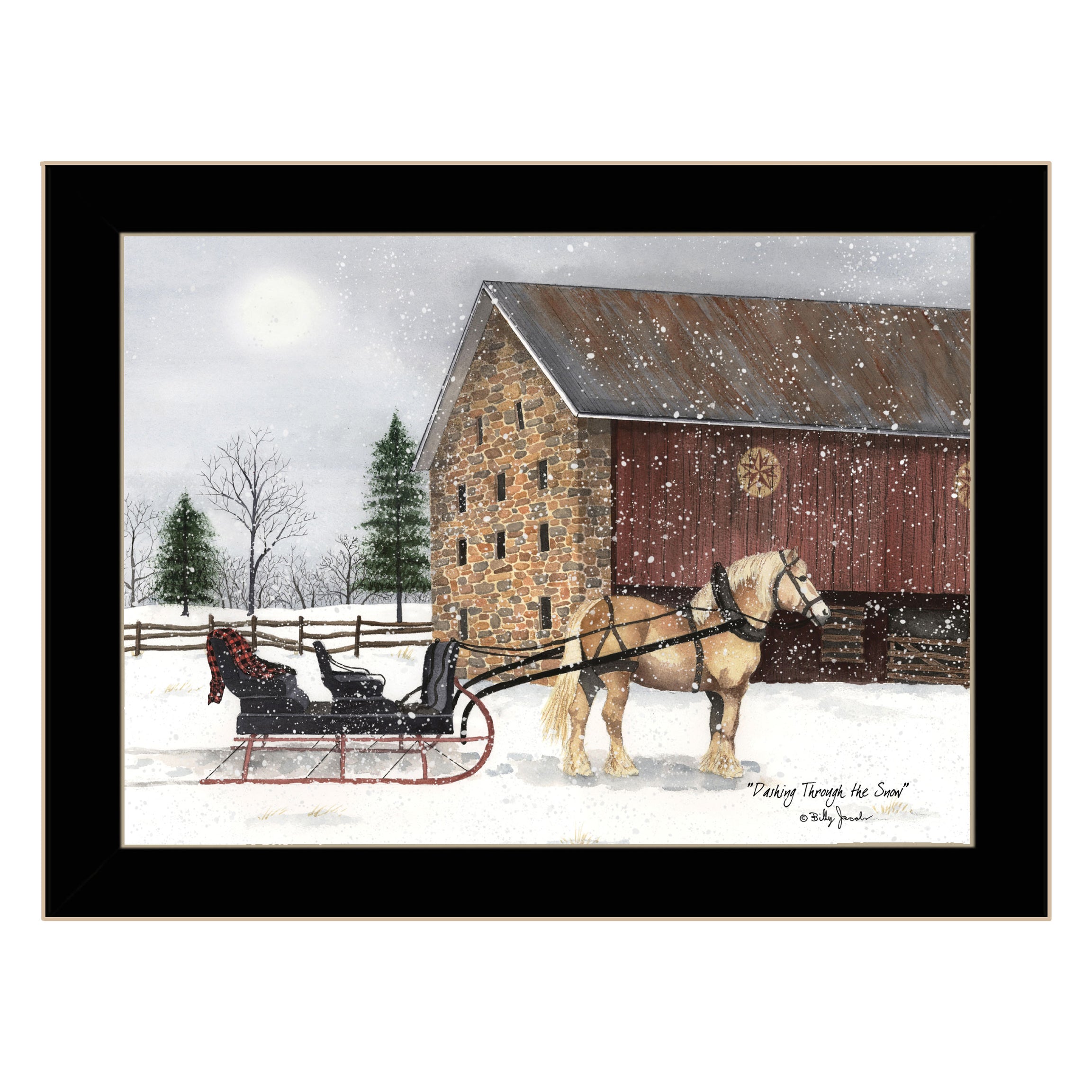 "Dashing Though The Snow" by Billy Jacobs, Ready to Hang Framed Print, Black Frame--1