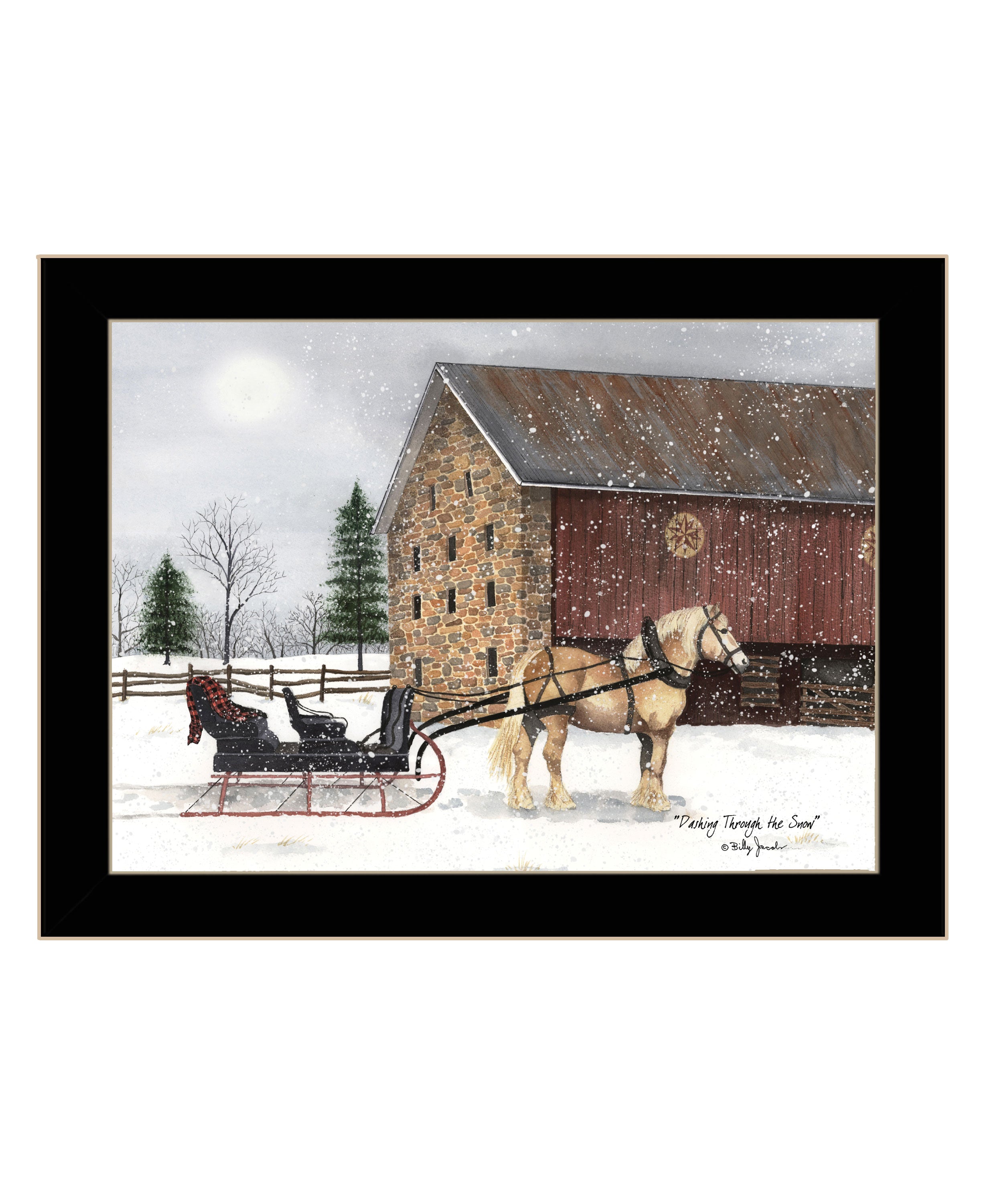 "Dashing Though The Snow" by Billy Jacobs, Ready to Hang Framed Print, Black Frame--1