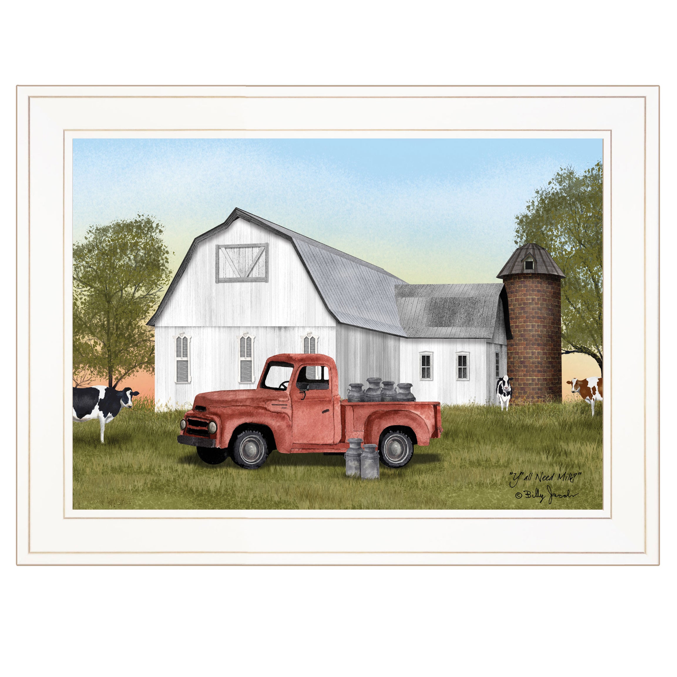 "Y'All Need Milk?" by Billy Jacobs, Ready to Hang Framed Print, White Frame--1