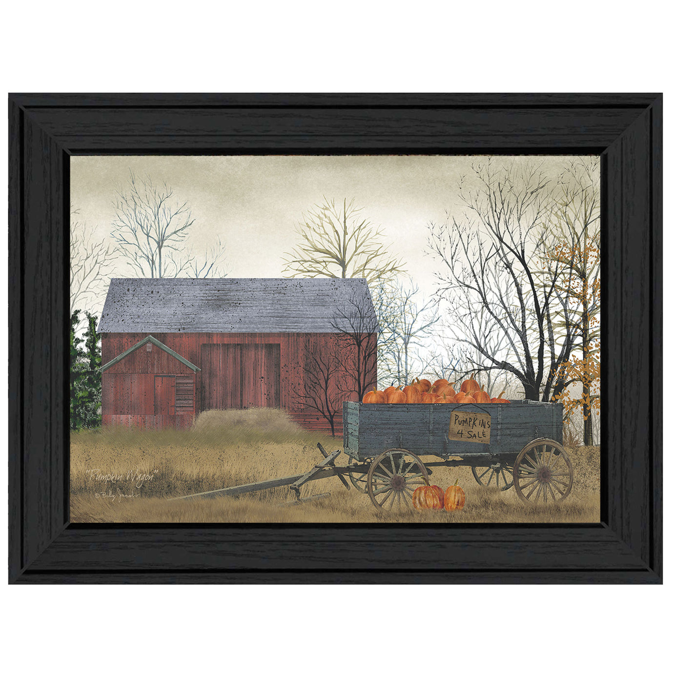 "Pumpkin Wagon" by Billy Jacobs, Ready to Hang Framed Print, Black Frame--1