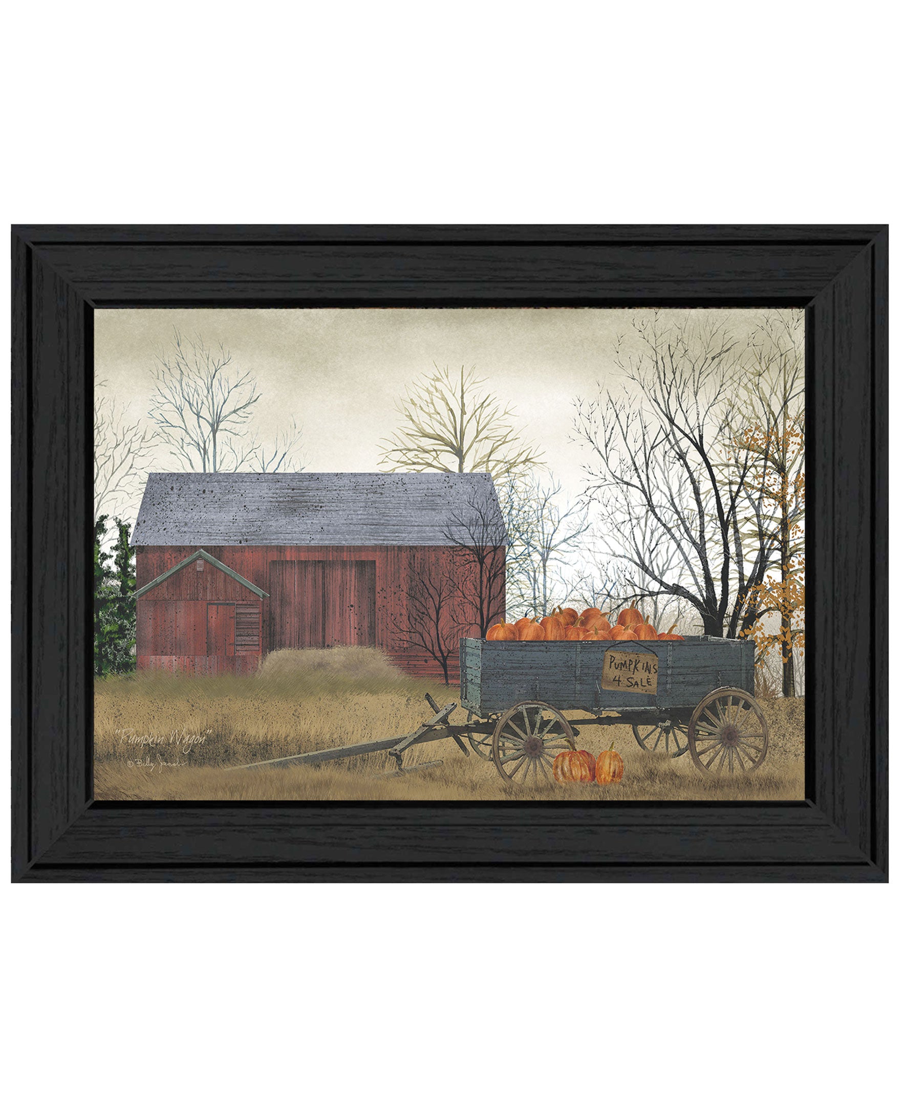 "Pumpkin Wagon" by Billy Jacobs, Ready to Hang Framed Print, Black Frame--1