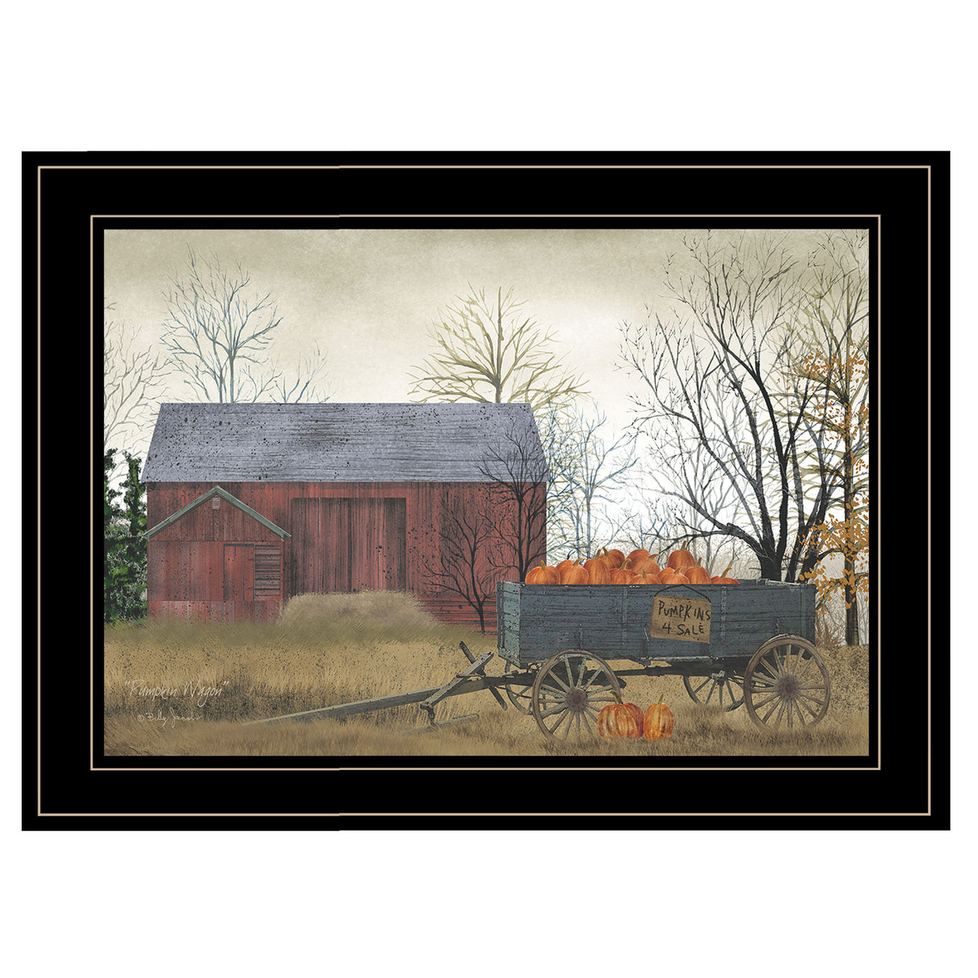 "Pumpkin Wagon" by Billy Jacobs, Ready to Hang Framed Print, Black Frame--1