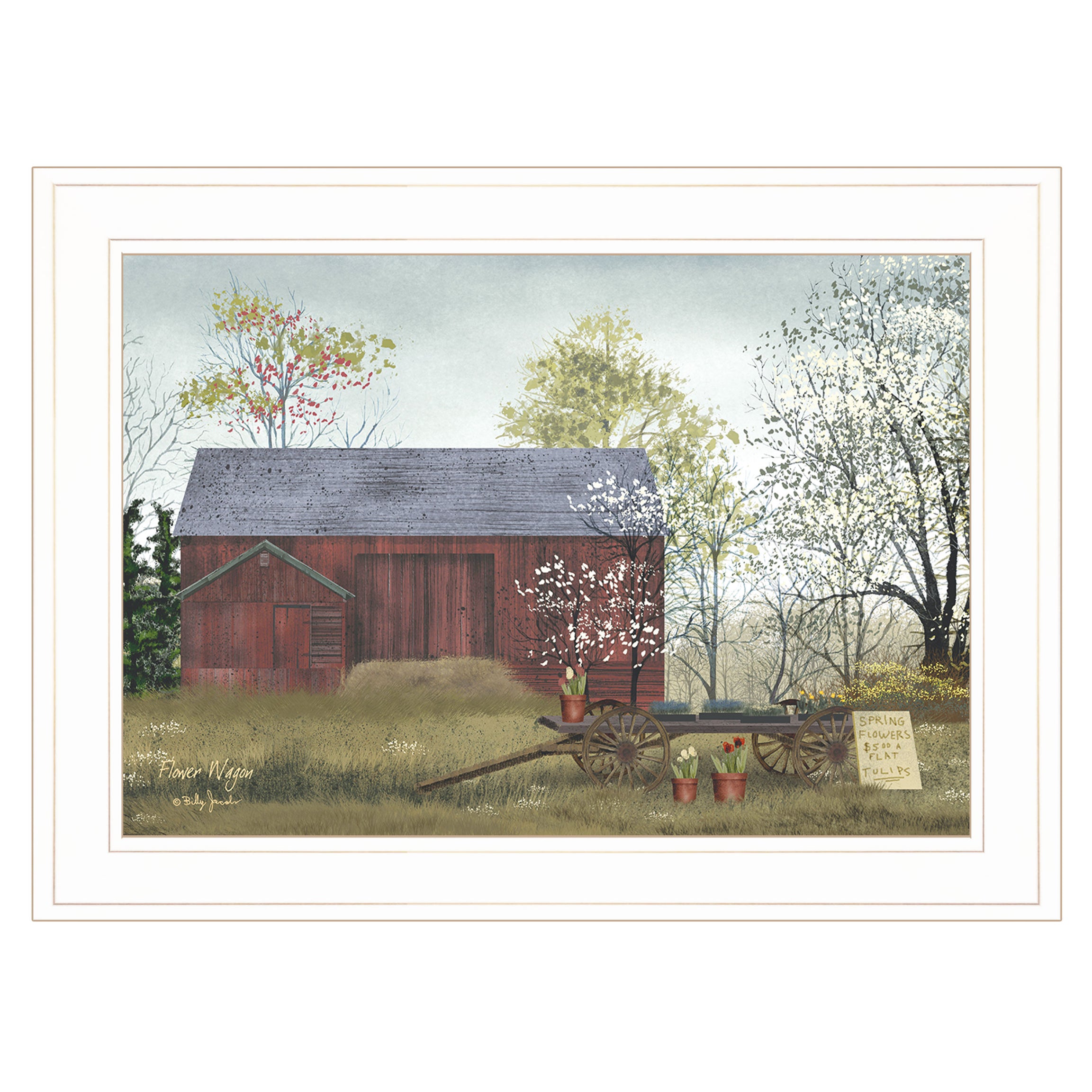 "Flower Wagon" by Artisan Billy Jacobs, Ready to Hang Framed Print, White Frame--1