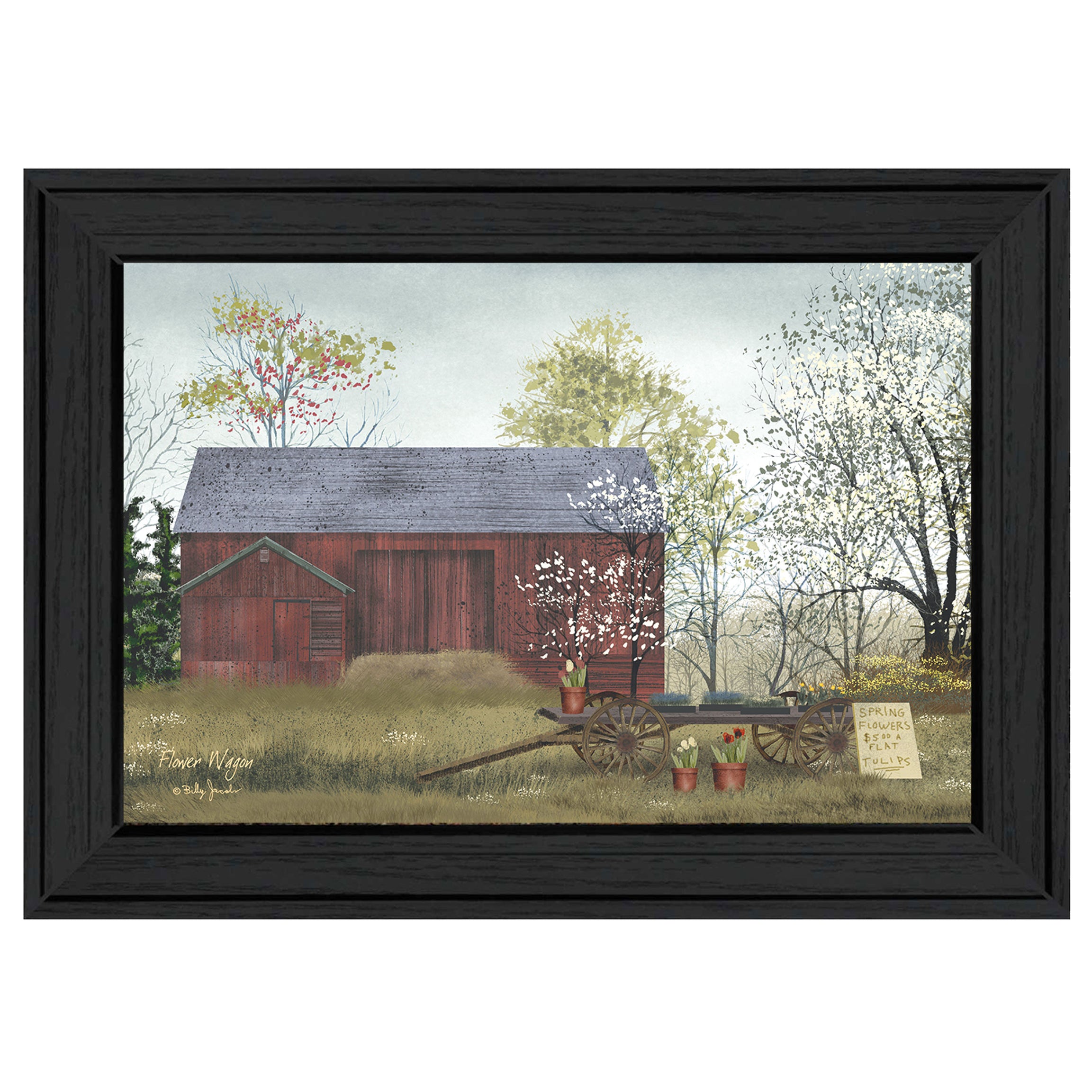 "Flower Wagon" by Artisan Billy Jacobs, Ready to Hang Framed Print, Black Frame--1