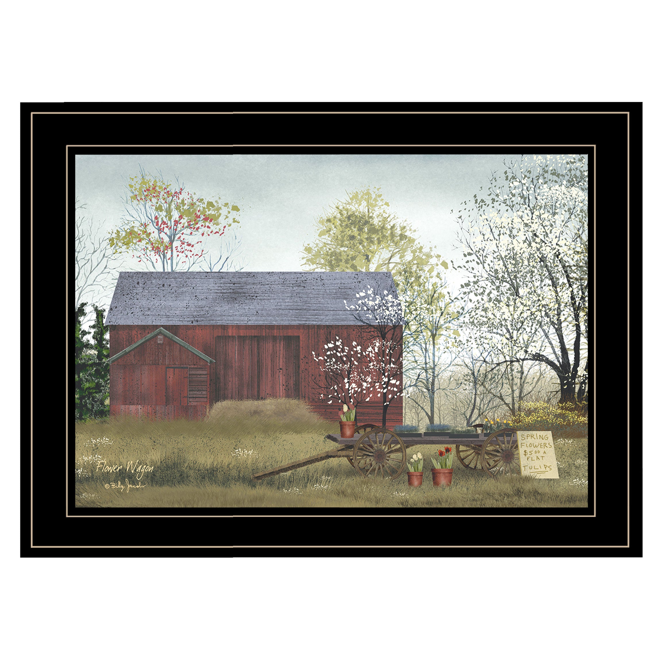 "Flower Wagon" by Artisan Billy Jacobs, Ready to Hang Framed Print, Black Frame--1