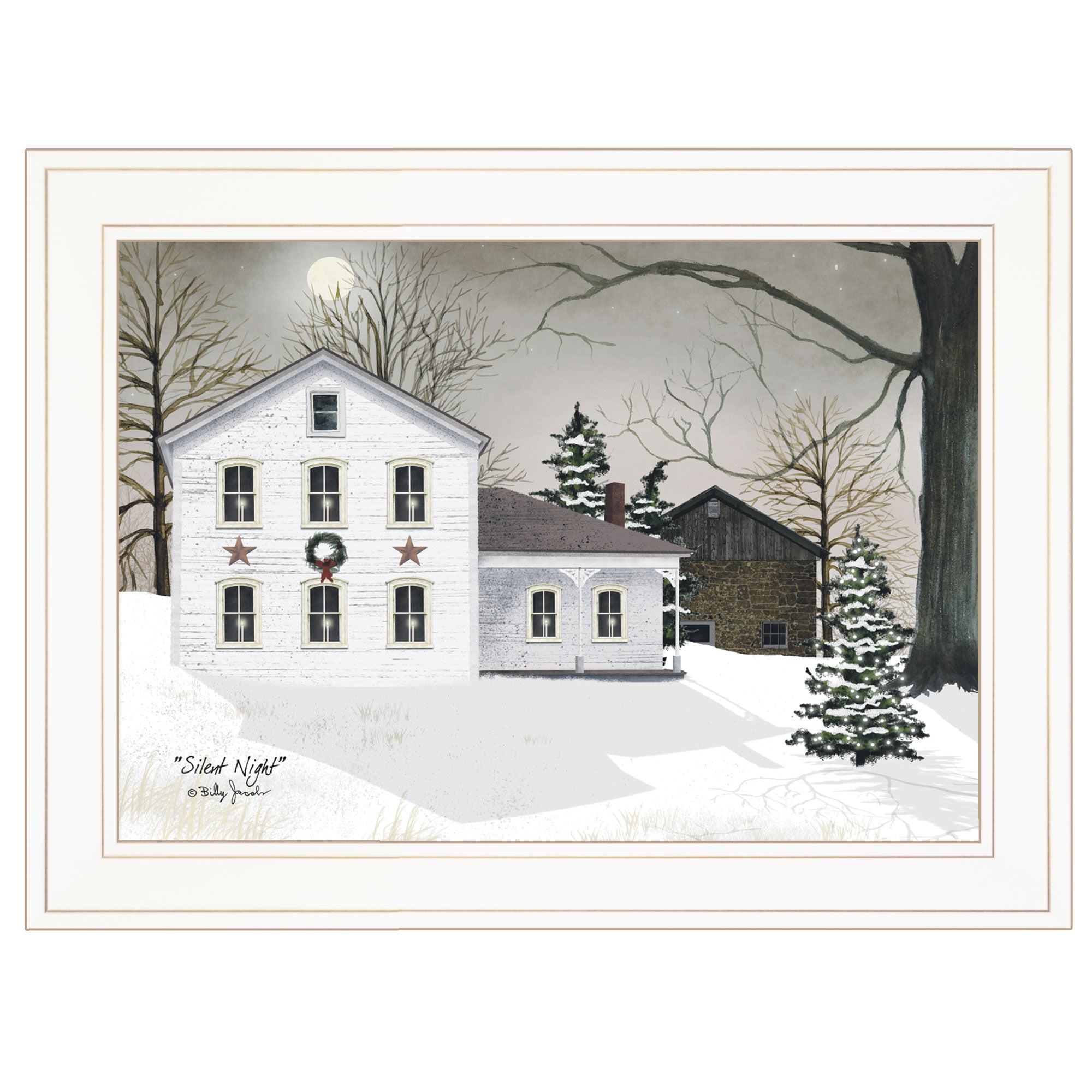 "Silent Night" by Billy Jacobs Ready to Hang Holiday Framed Print, White Frame--1