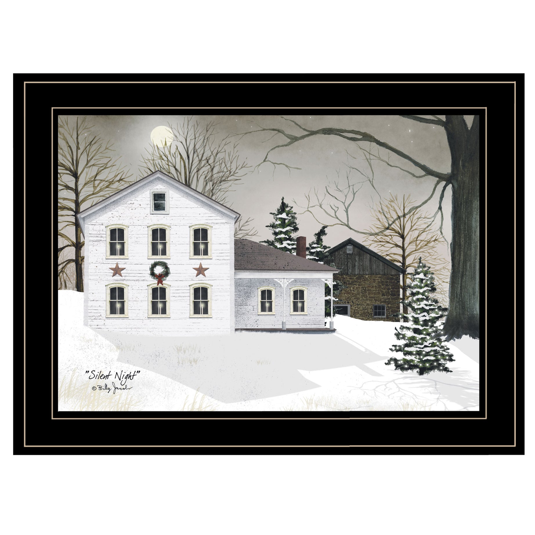 "Silent Night" by Billy Jacobs Ready to Hang Holiday Framed Print, Black Frame--1