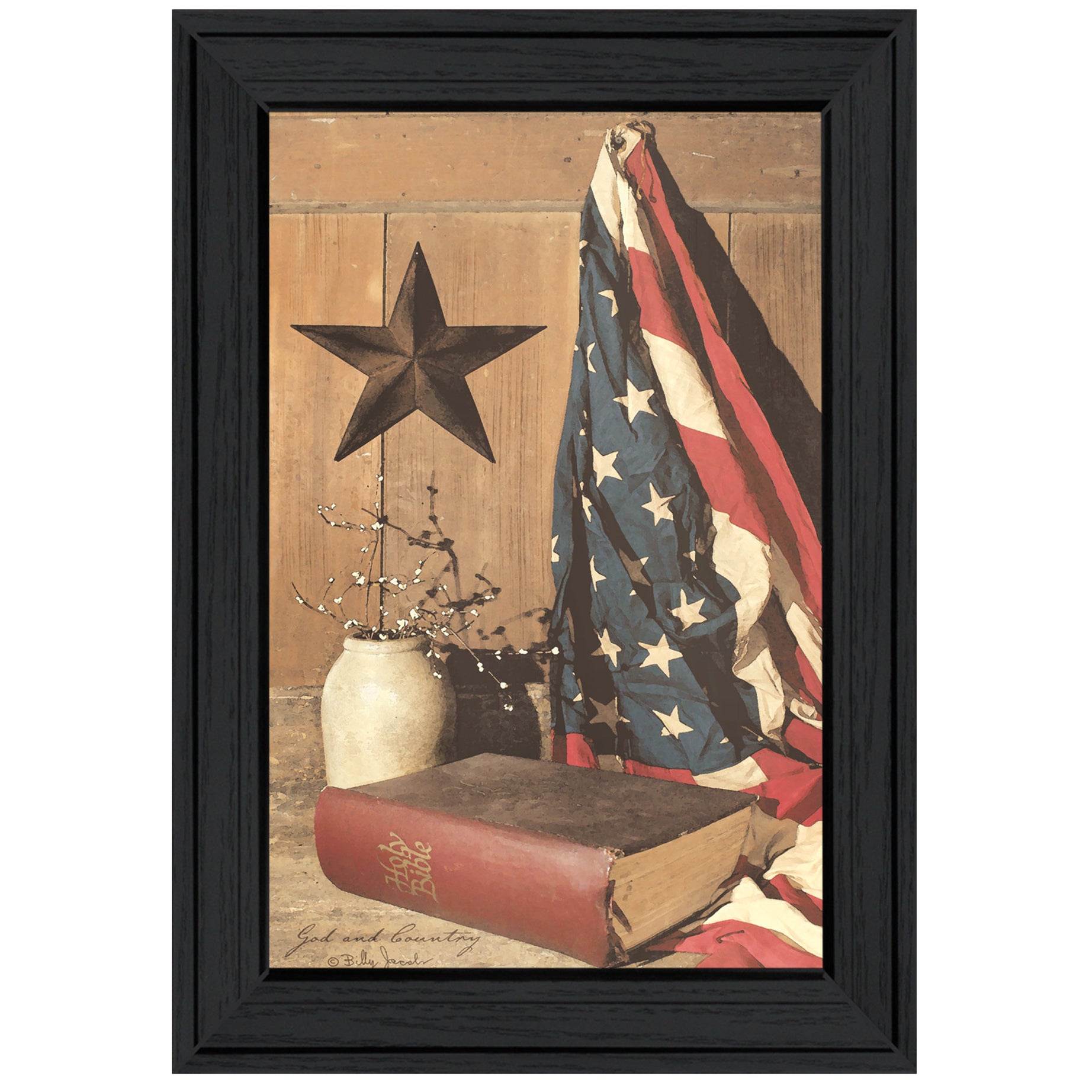 "God and Country" By Billy Jacobs, Ready to Hang Framed Print, Black Frame--1