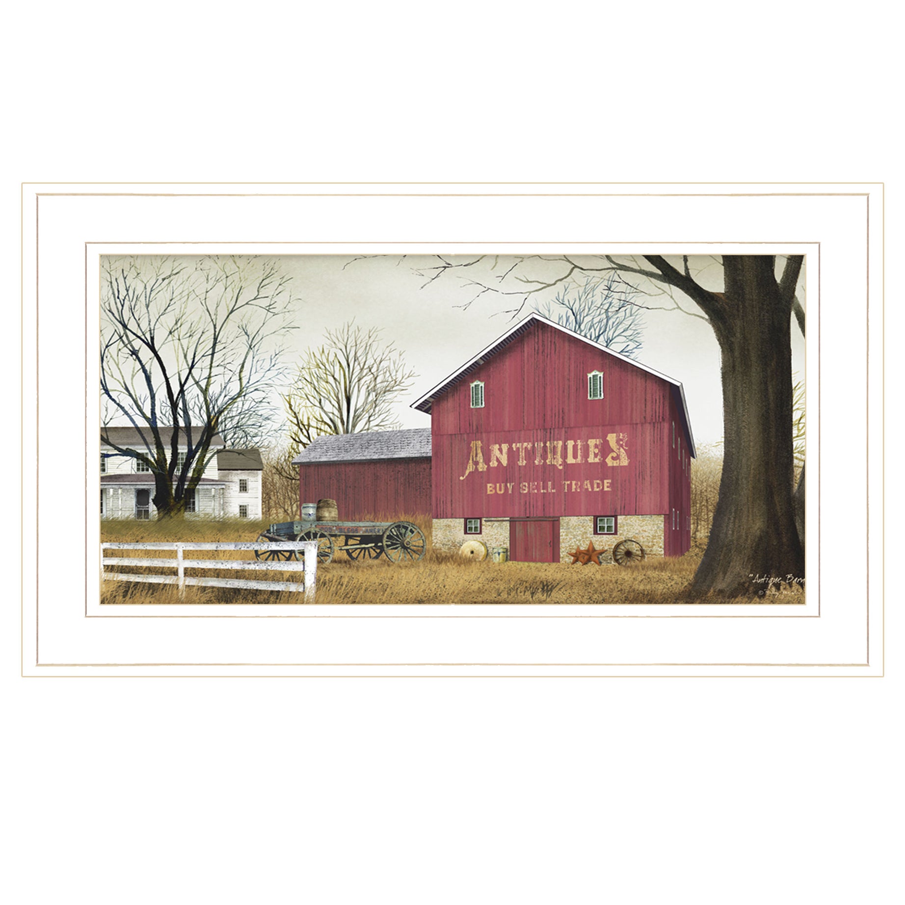 "Antique Barn" By Billy Jacobs, Ready to Hang Framed Print, White Frame--1