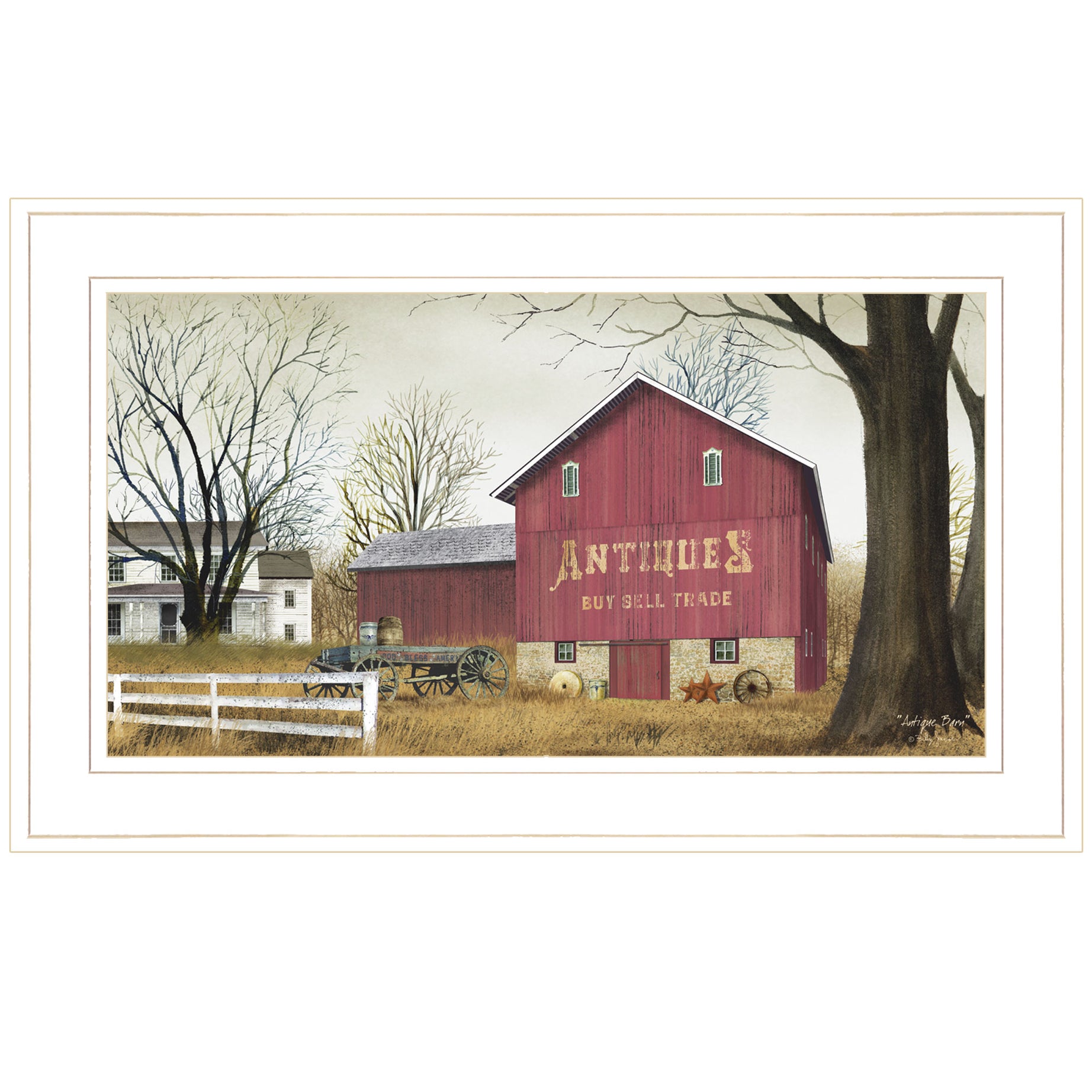 "Antique Barn" By Billy Jacobs, Ready to Hang Framed Print, White Frame--1