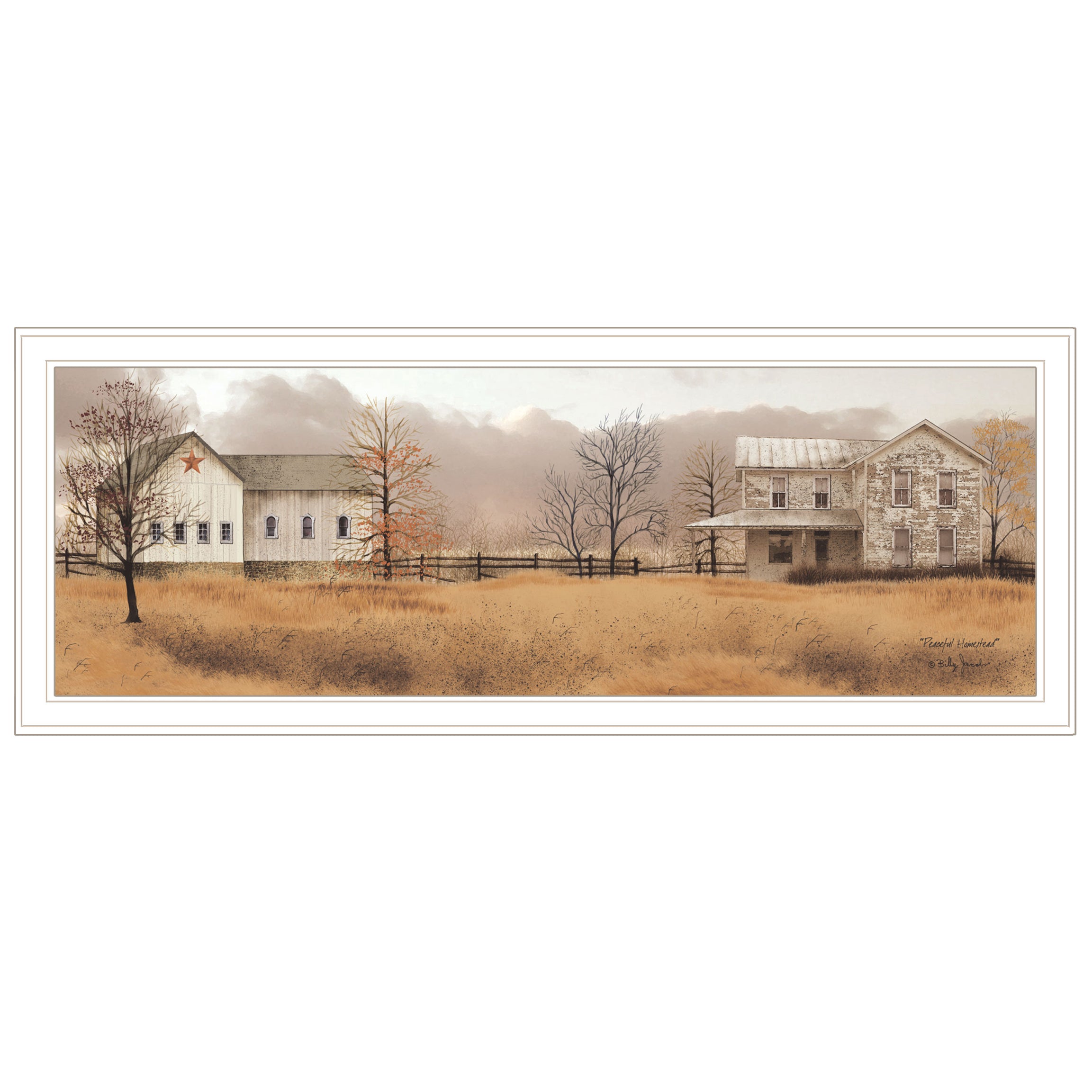 "Peaceful Homestead" by Billy Jacobs, Ready to Hang Framed Print, White Frame--1