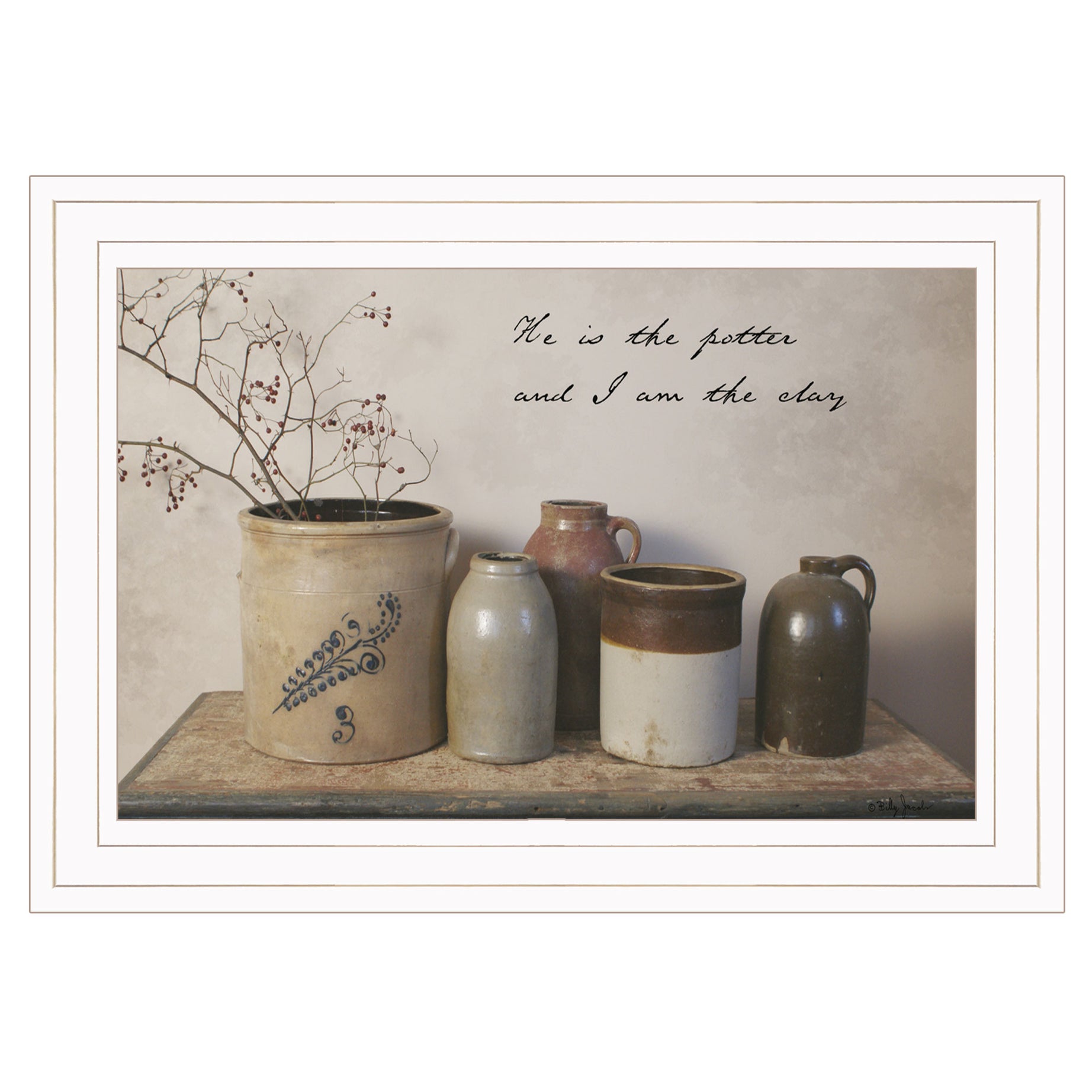 "He is the Potter" By Billy Jacobs, Ready to Hang Framed Print, White Frame--1