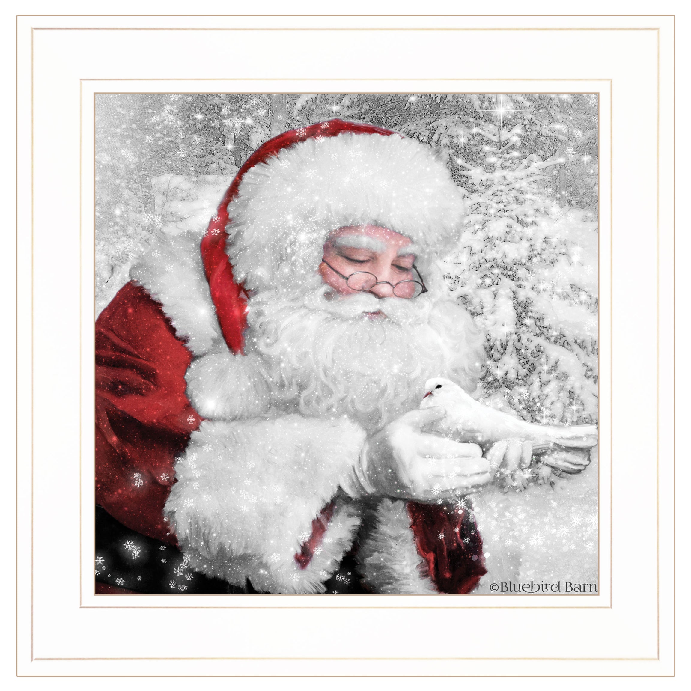 "Santa's Little Friends" by Bluebird Barn, Ready to Hang Framed Print, White Frame--1