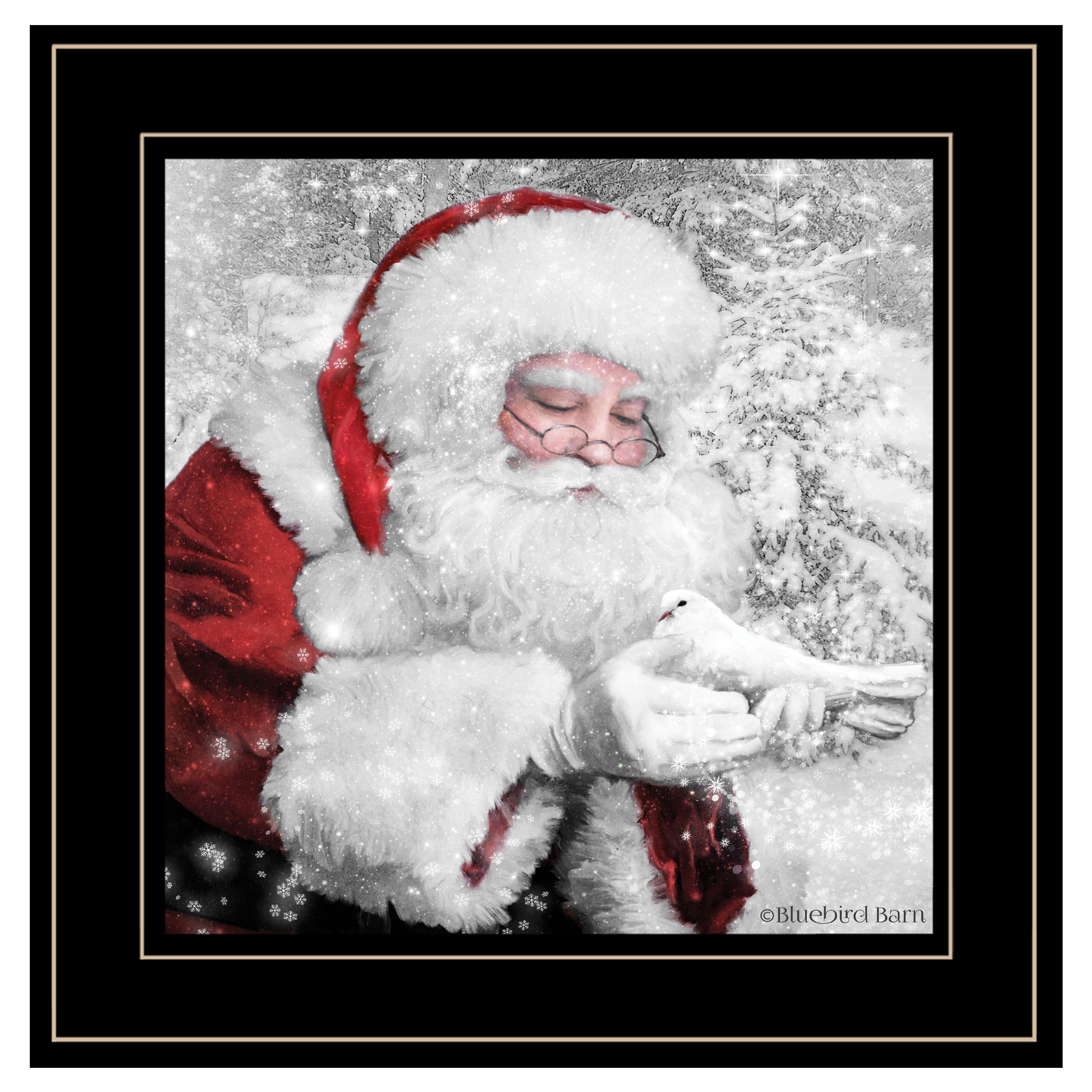 "Santa's Little Friends" by Bluebird Barn, Ready to Hang Framed Print, Black Frame--1