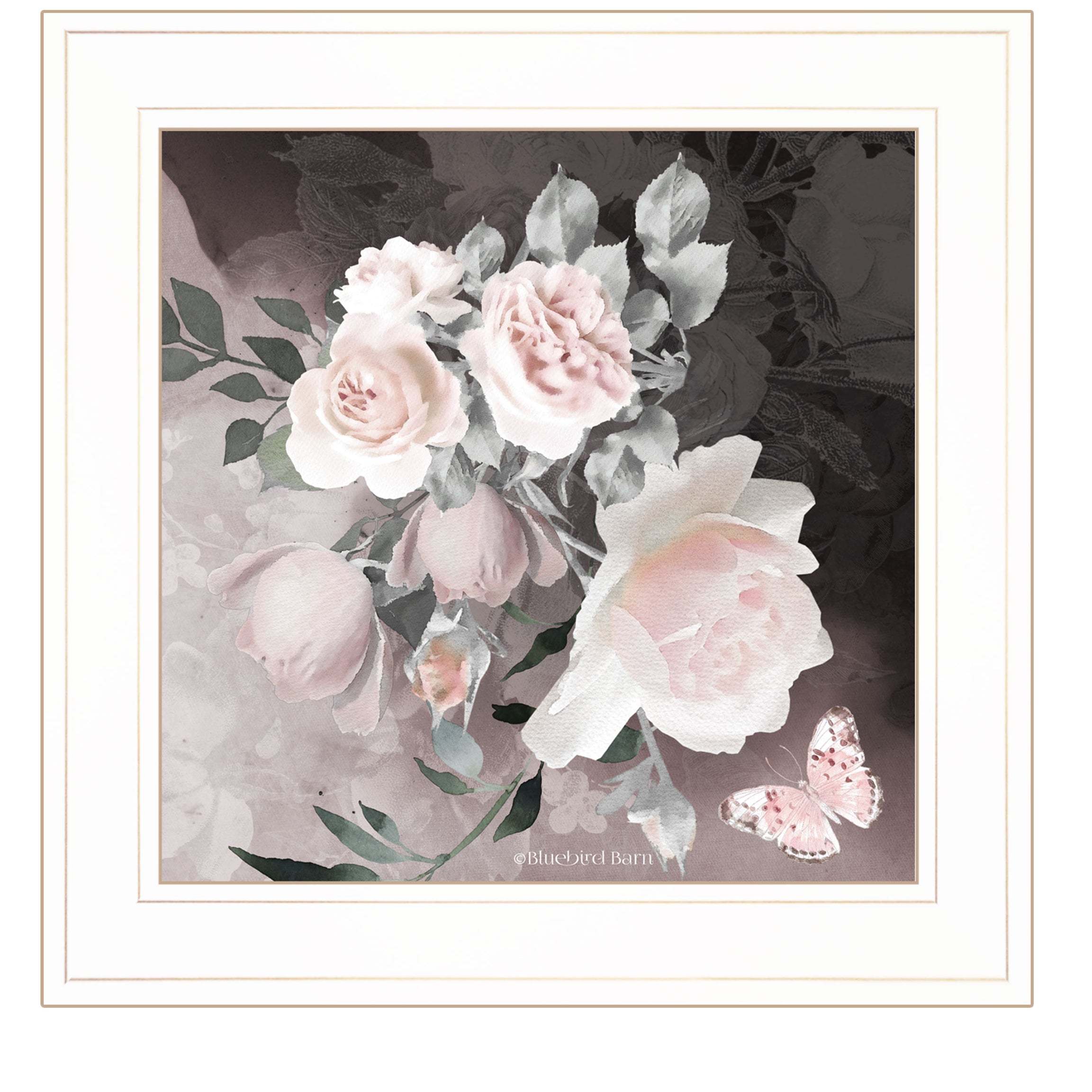 "Noir Roses IV" by Bluebird Barn, Ready to Hang Framed Print, White Frame--1