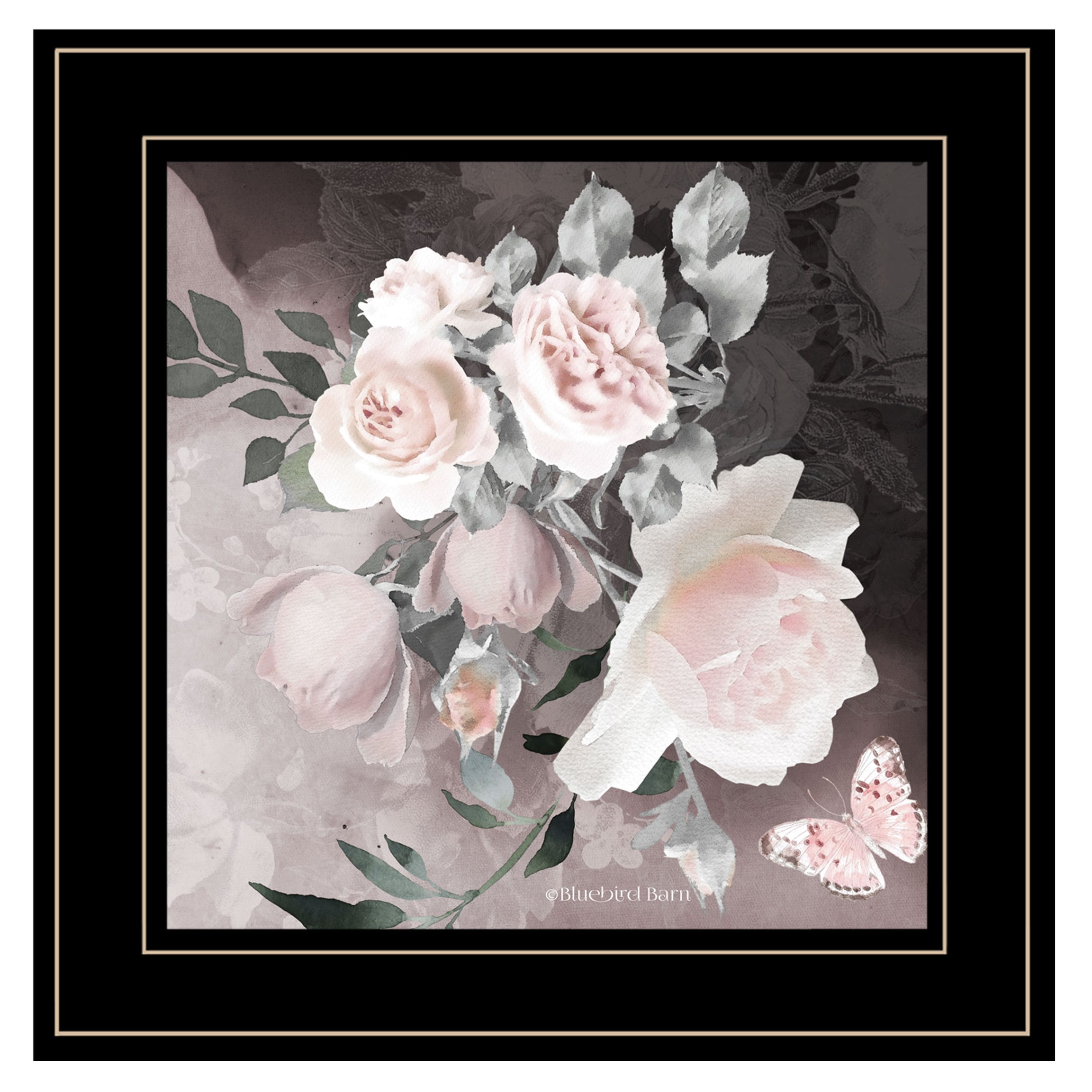 "Noir Roses IV" by Bluebird Barn, Ready to Hang Framed Print, Black Frame--1