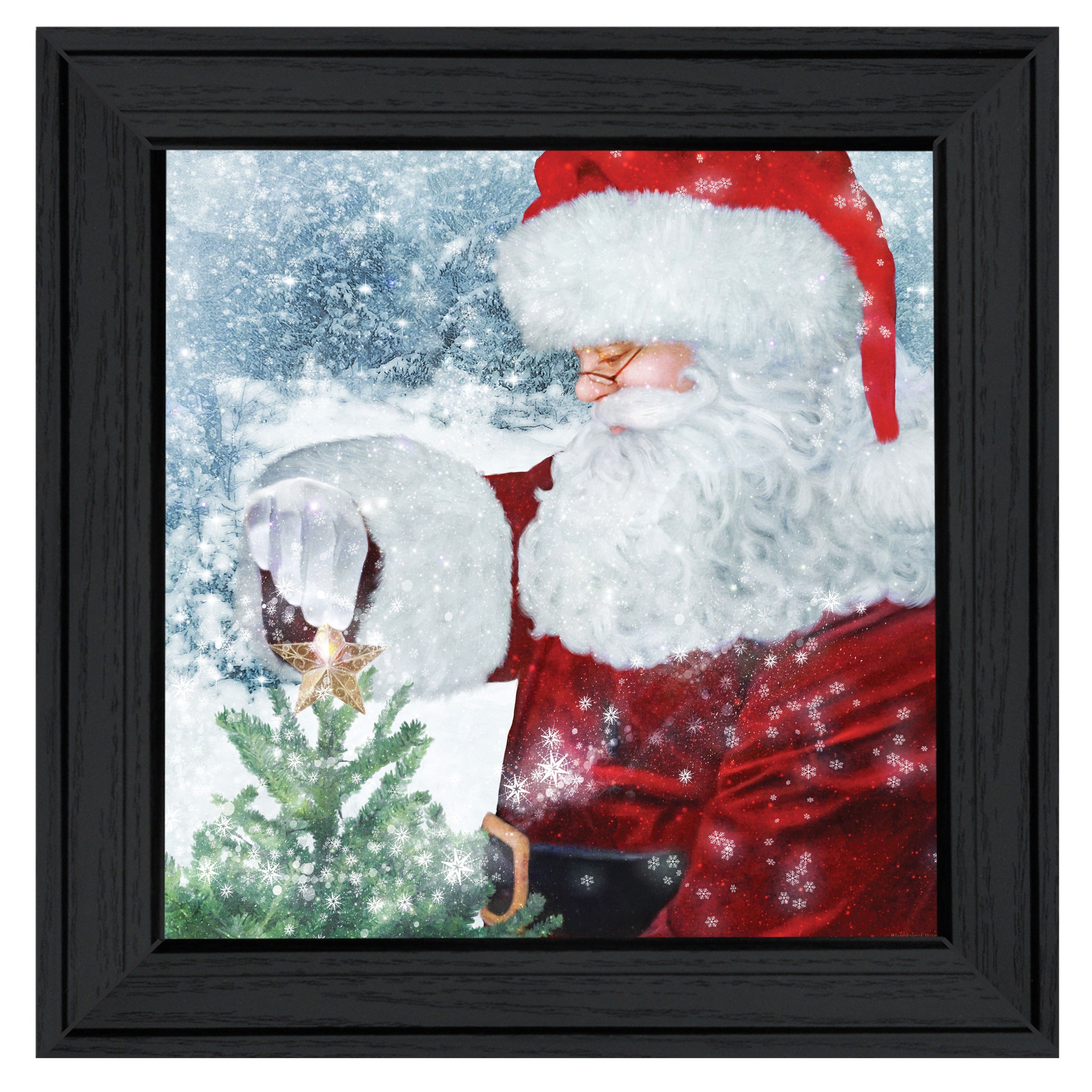 "Santa's Tree Star" by Bluebird Barn, Ready to Hang Framed Print, Black Frame--1