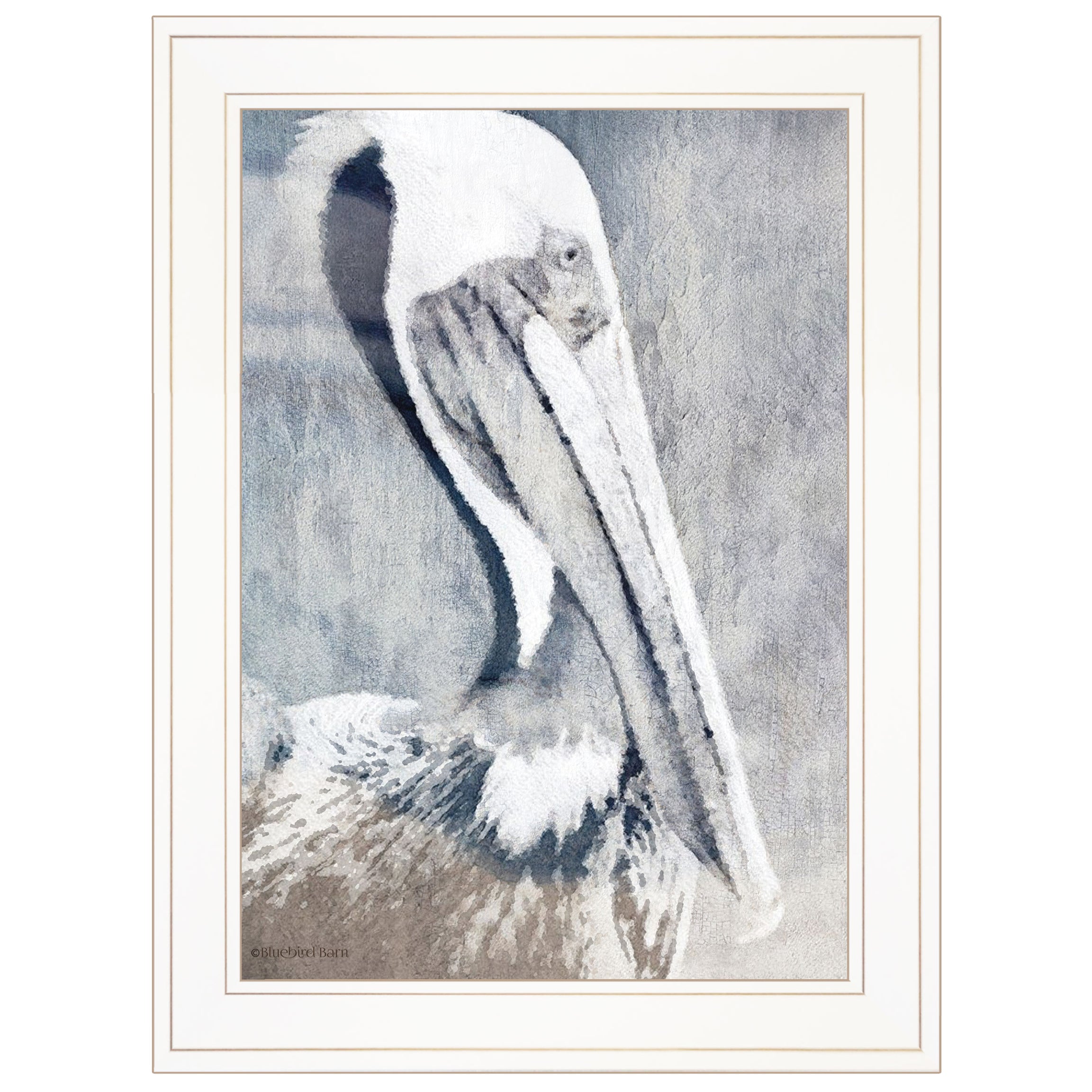 "Pelican" By Bluebird Barn, Ready to Hang Framed Print, White Frame--1