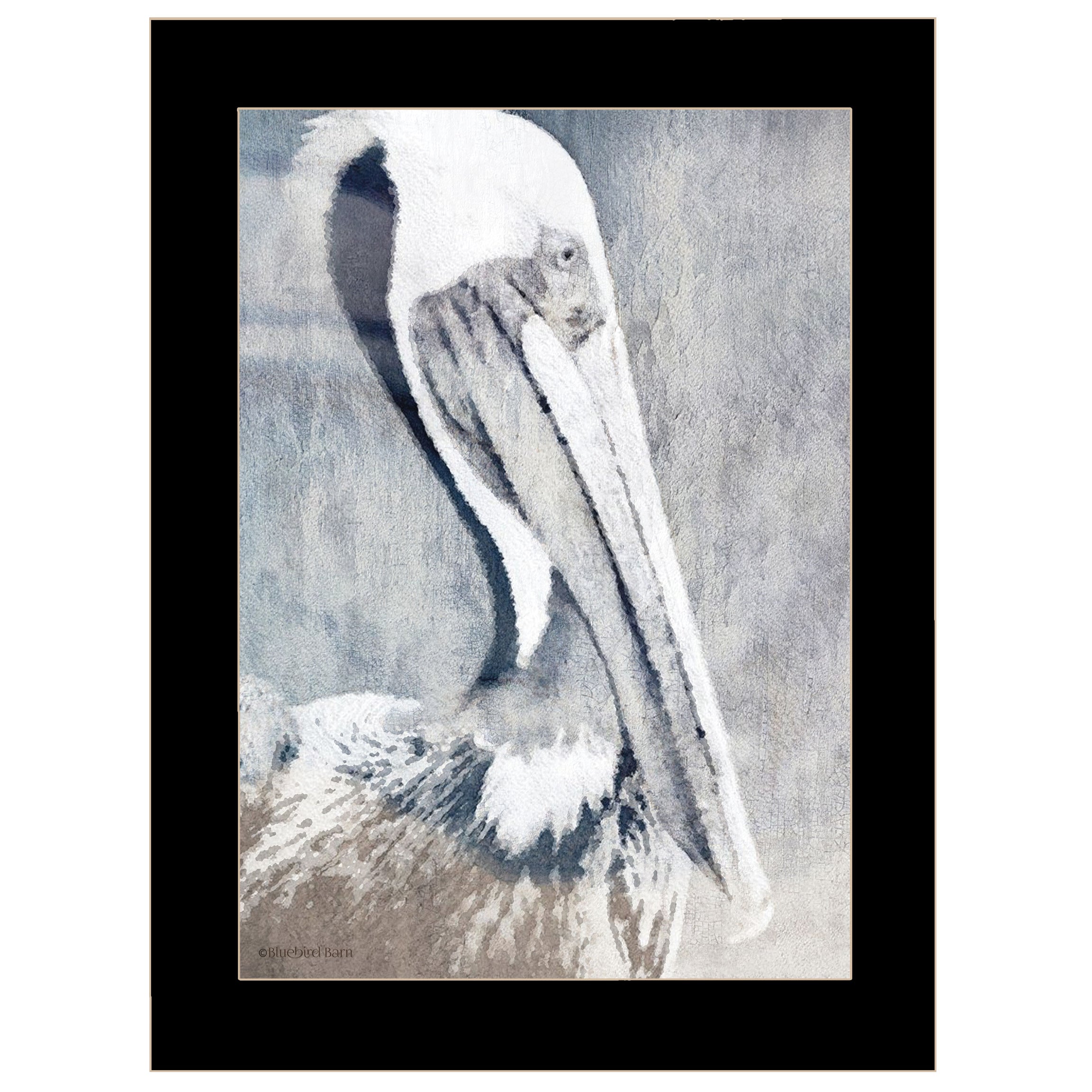 "Pelican" By Bluebird Barn, Ready to Hang Framed Print, Black Frame--1