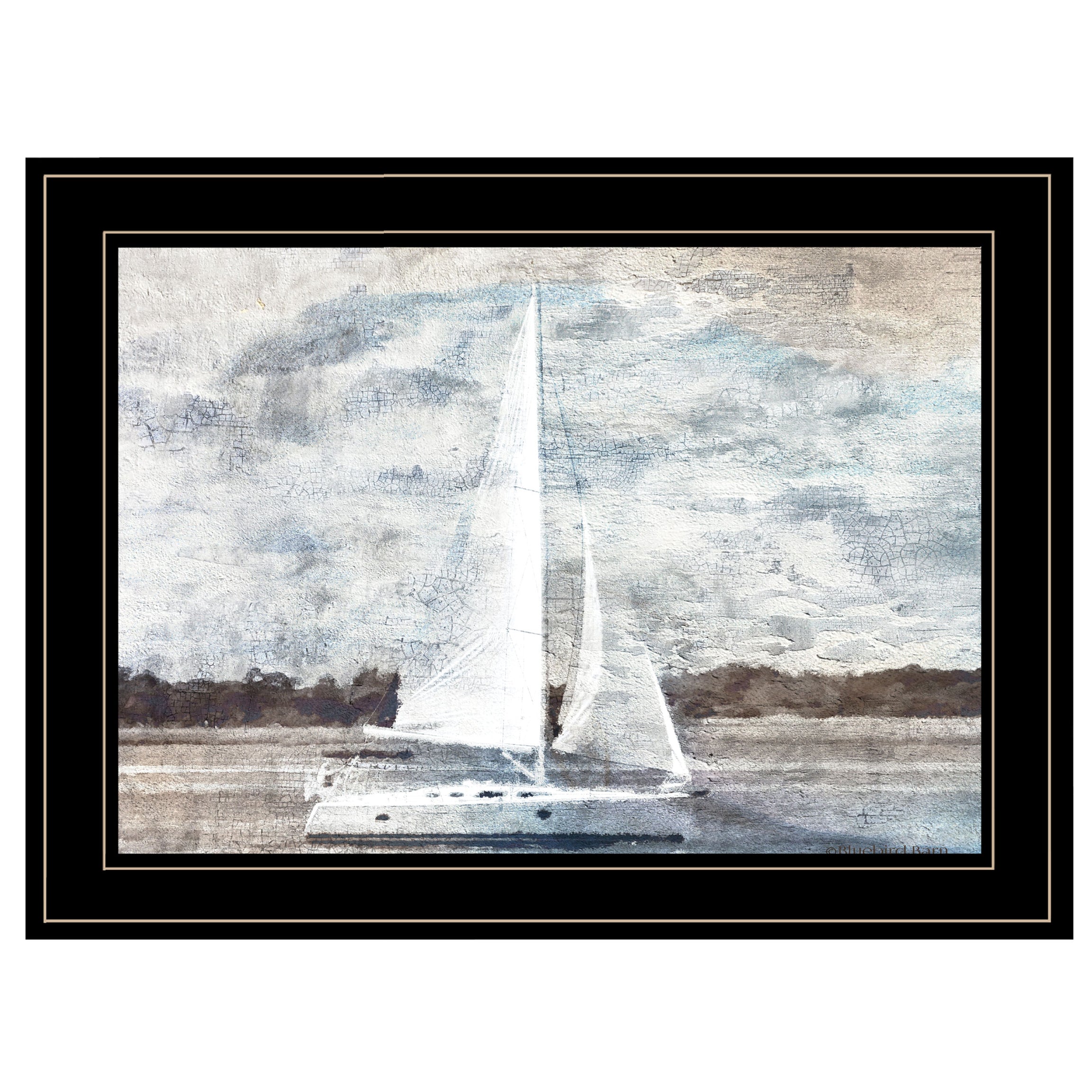 "Sailboat on Water" By Bluebird Barn, Ready to Hang Framed Print, Black Frame--1