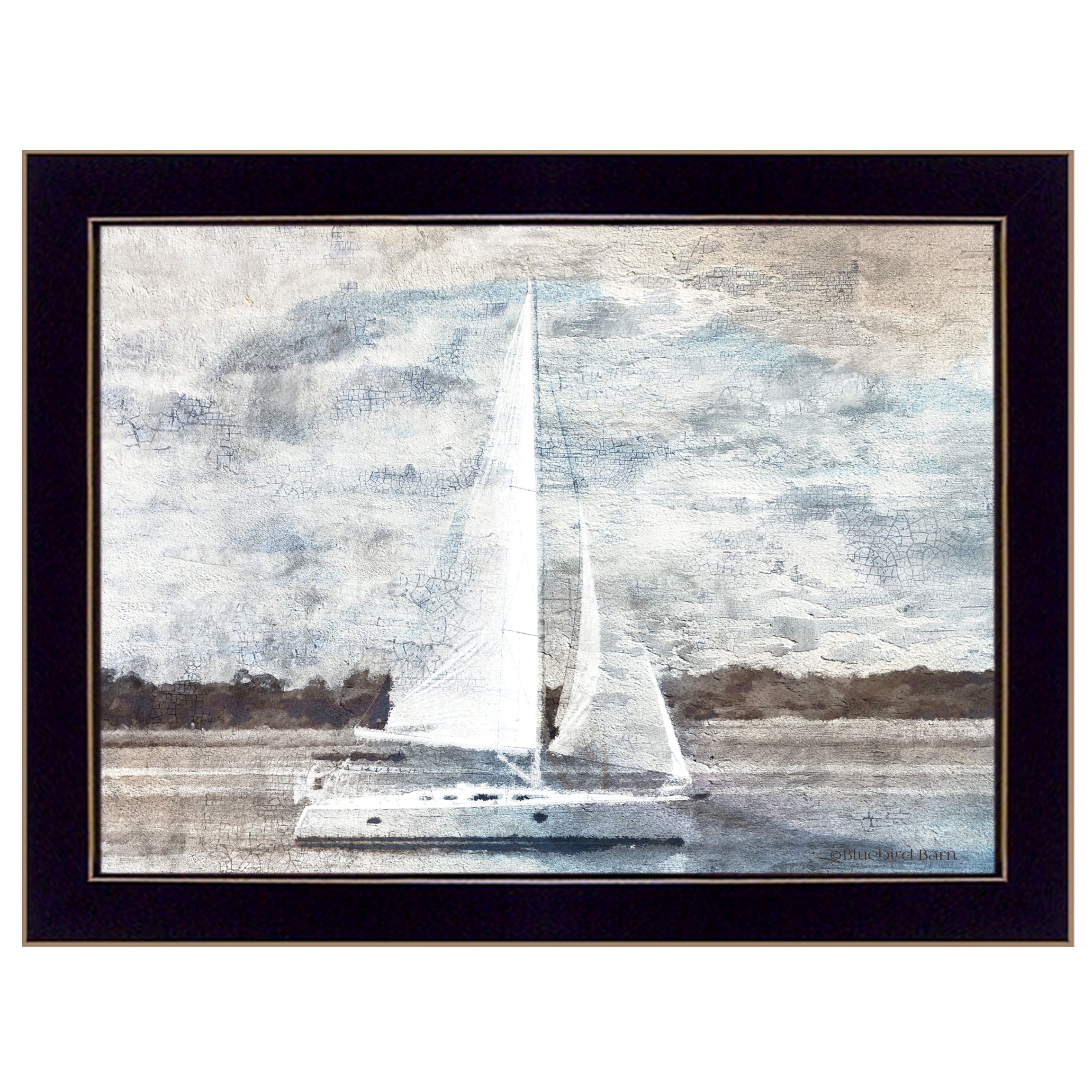 "Sailboat on Water" By Bluebird Barn, Ready to Hang Framed Print, Black Frame--1