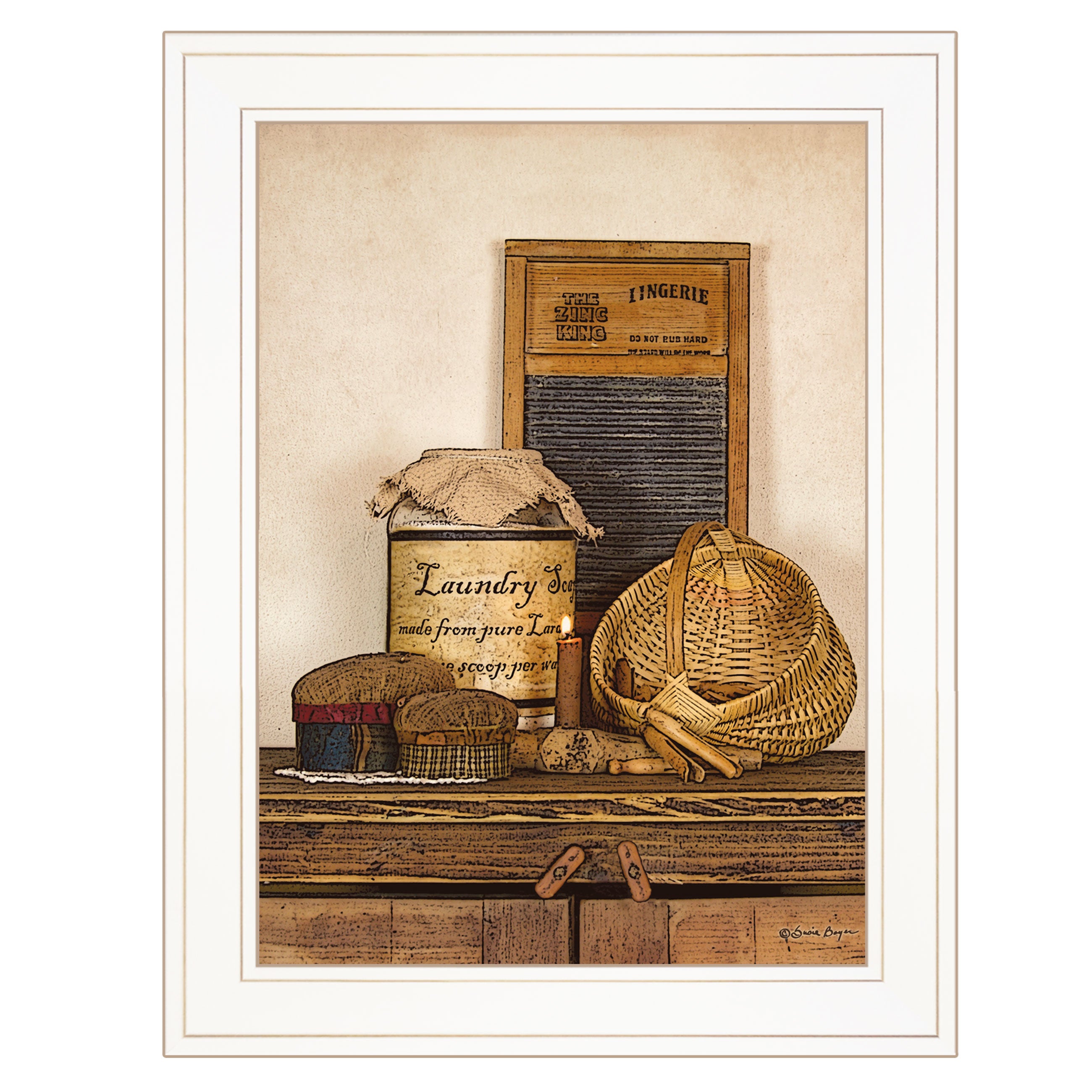 "Laundry Soap" by Artisan Susie Boyer, Ready to Hang Framed Print, White Frame--1