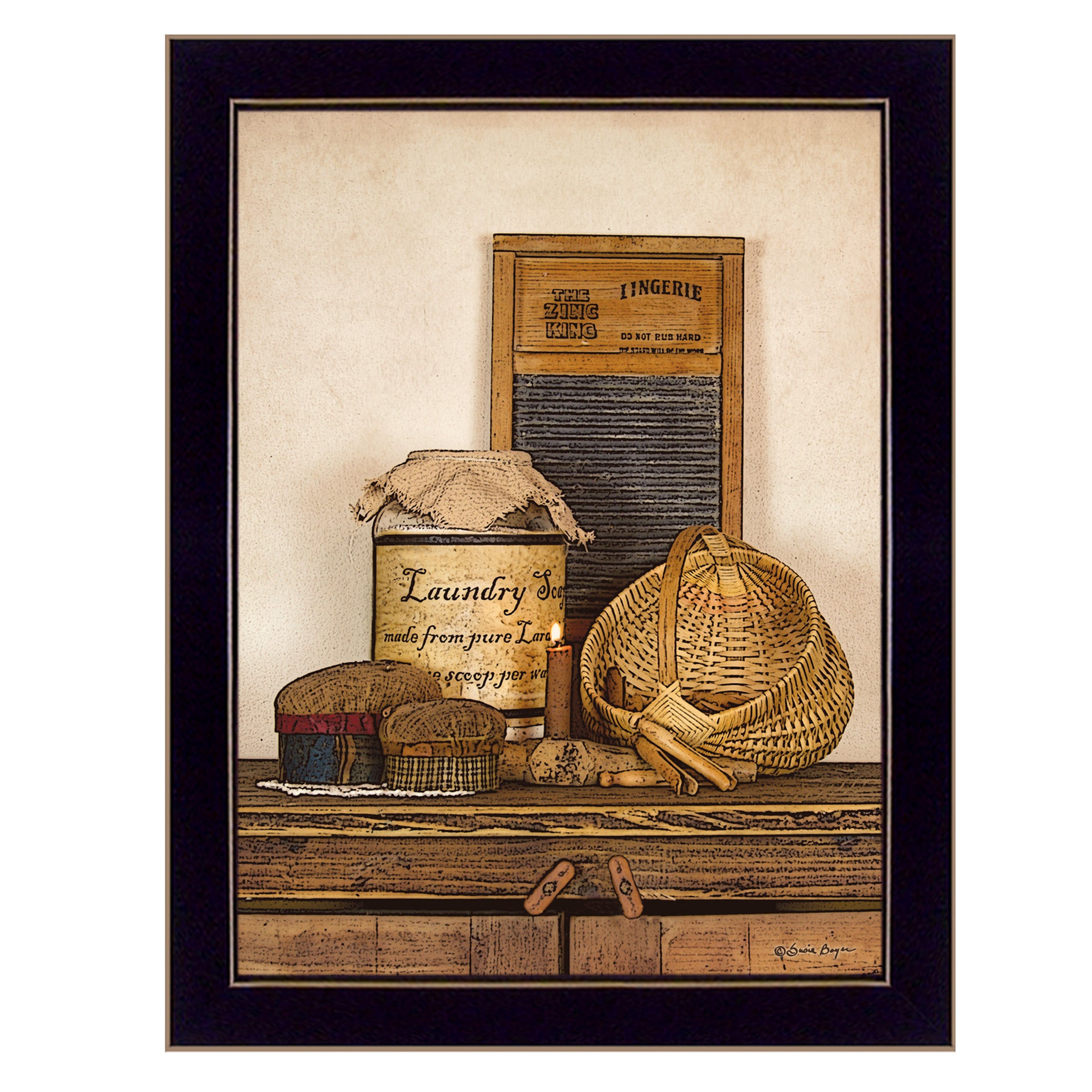 "Laundry Soap" by Artisan Susie Boyer, Ready to Hang Framed Print, Black Frame--1