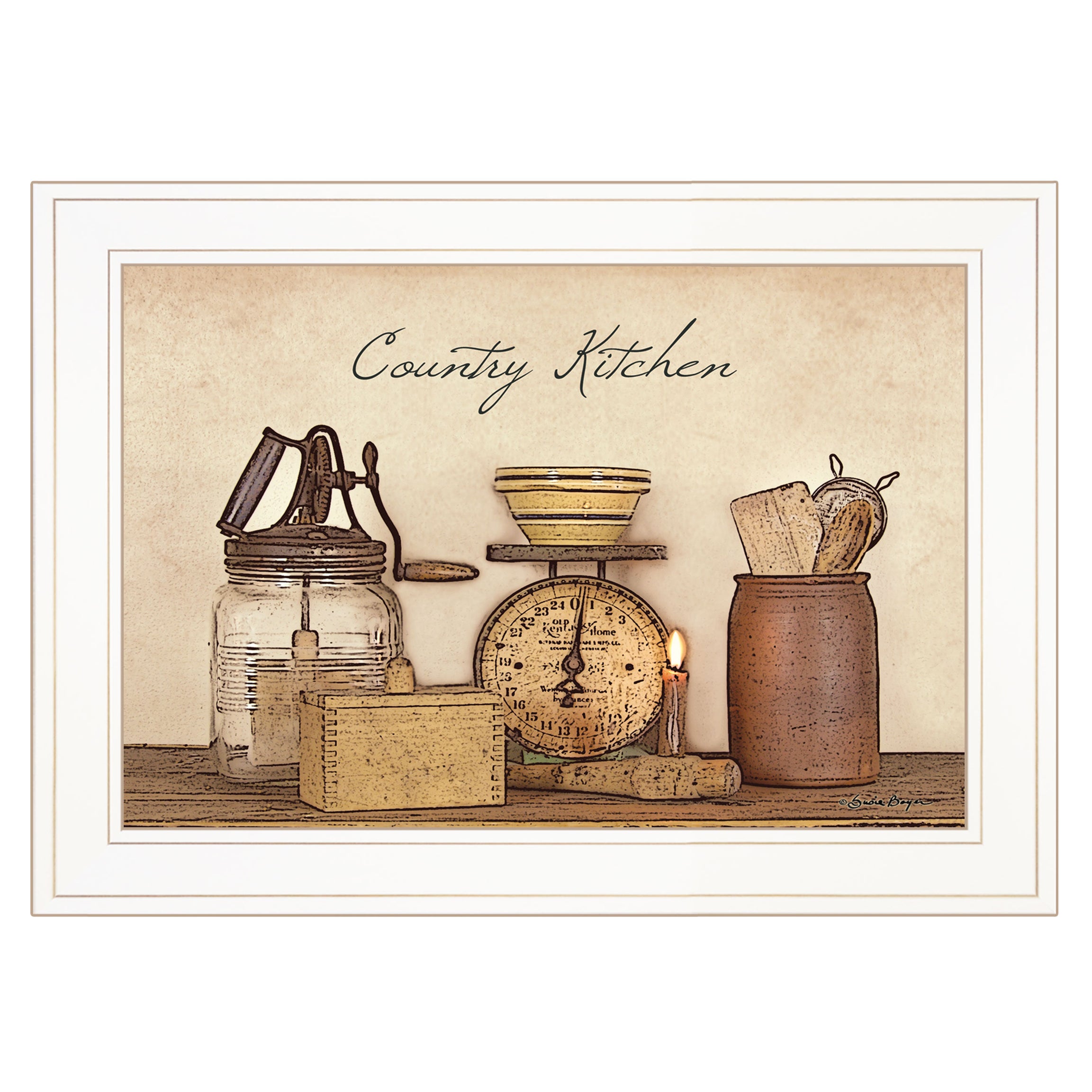 "Country Kitchen" By Susie Boyer, Ready to Hang Framed Print, White Frame--1