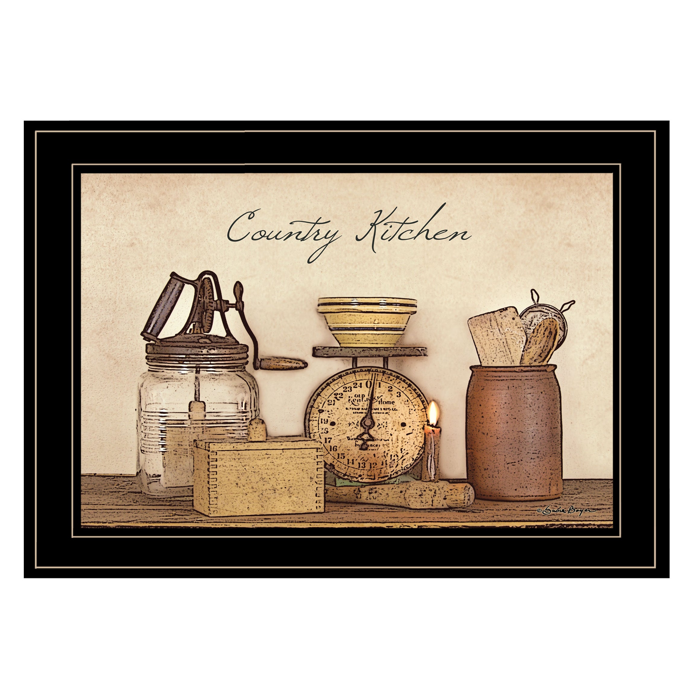 "Country Kitchen" By Susie Boyer, Ready to Hang Framed Print, Black Frame--1