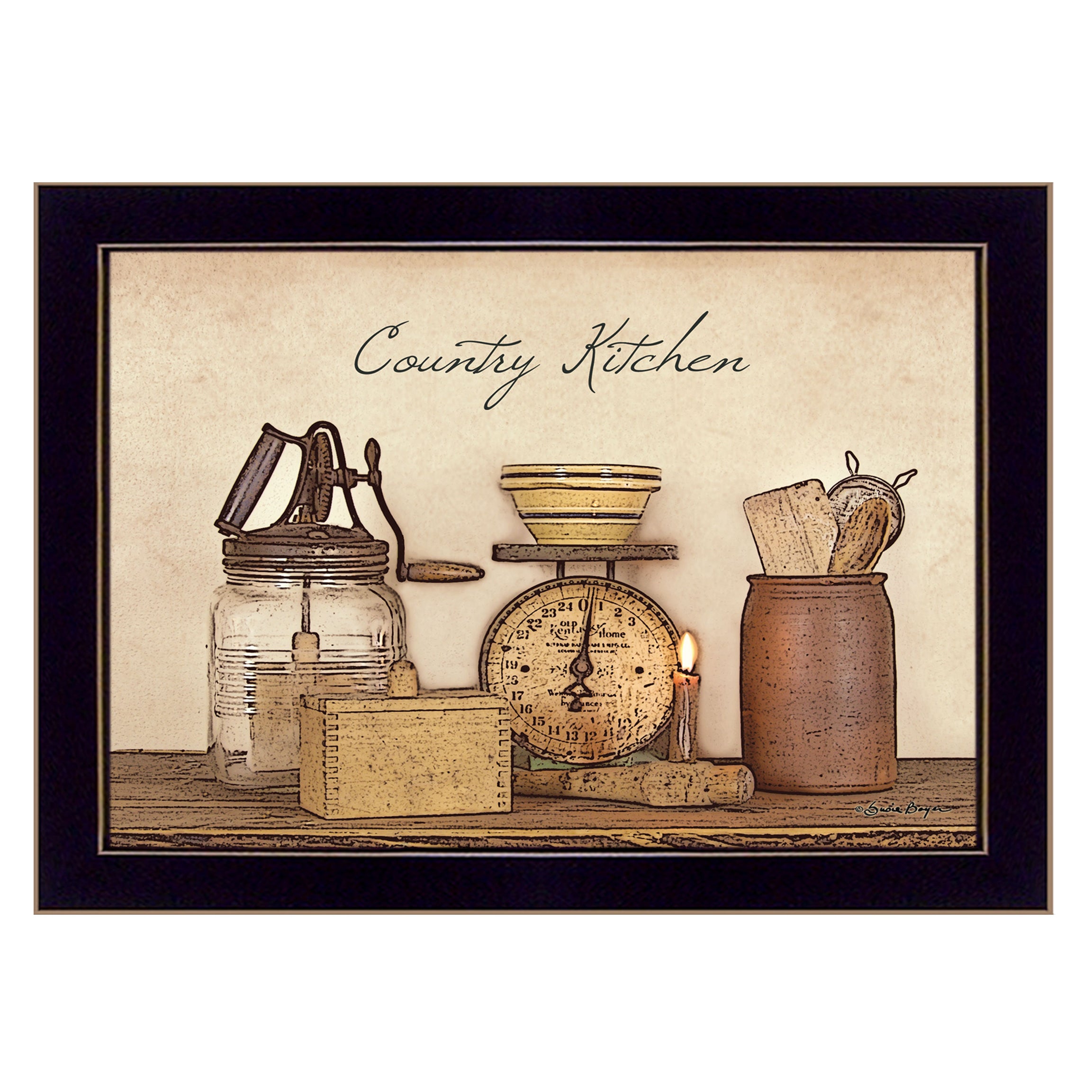 "Country Kitchen" By Susie Boyer, Ready to Hang Framed Print, Black Frame--1