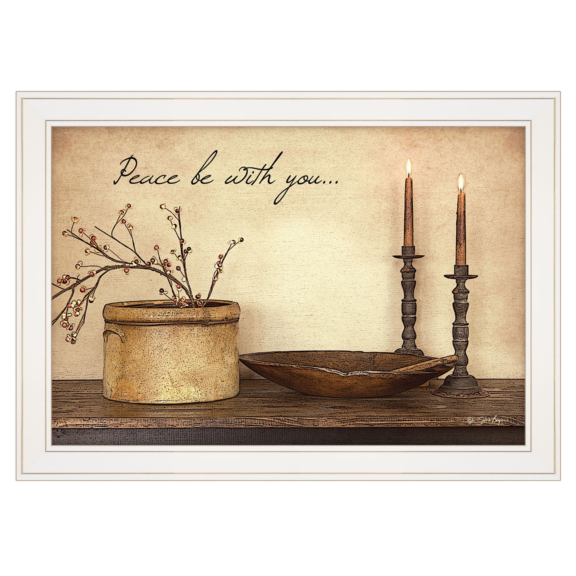 "Peace Be with You" by Artisan Susie Boyer, Ready to Hang Framed Print, White Frame--1